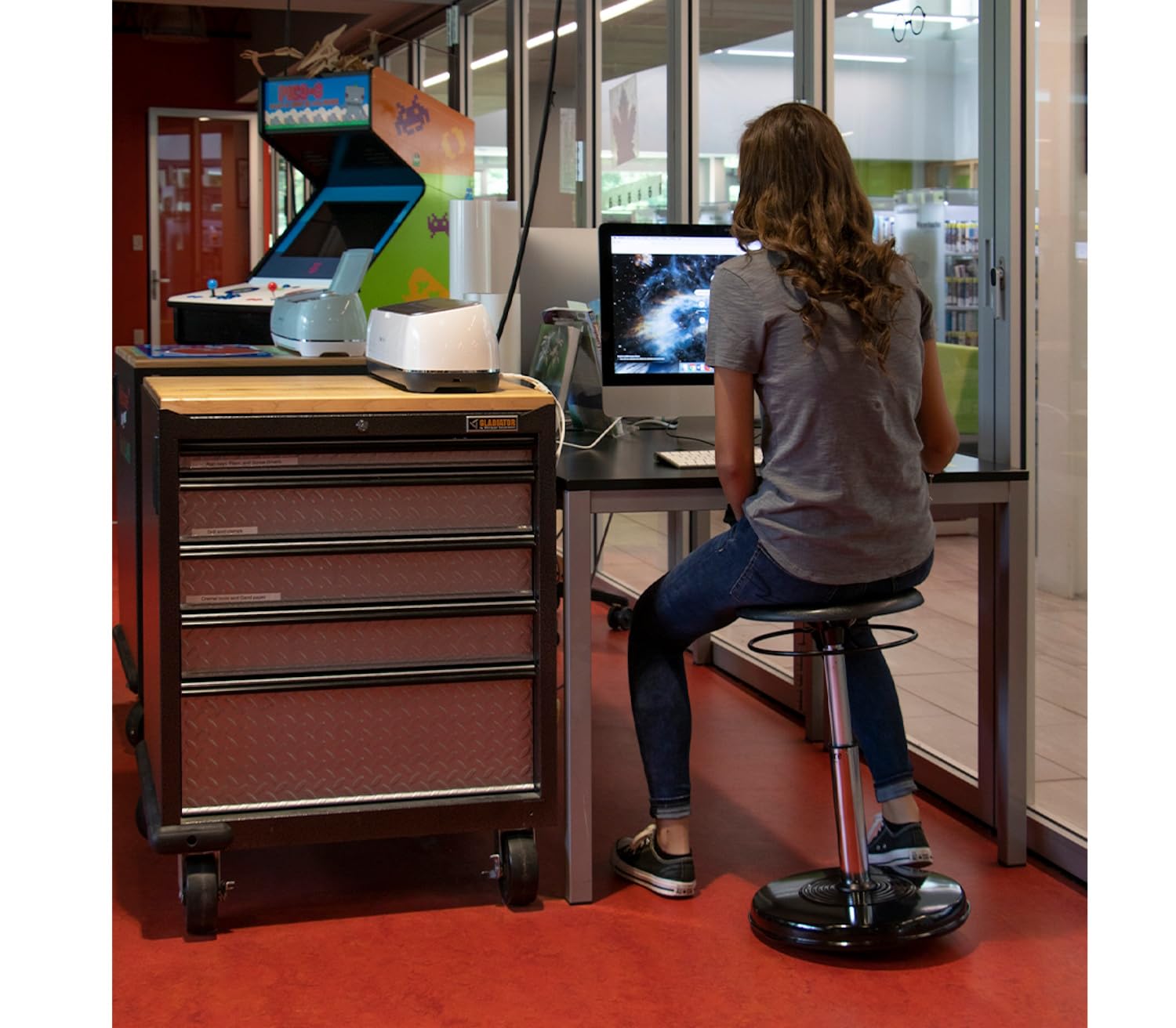 Ergonomic Wobble Chair for Teens & College Students - Adjustable Office Stool with Comfortable Rubber Seat (18-25