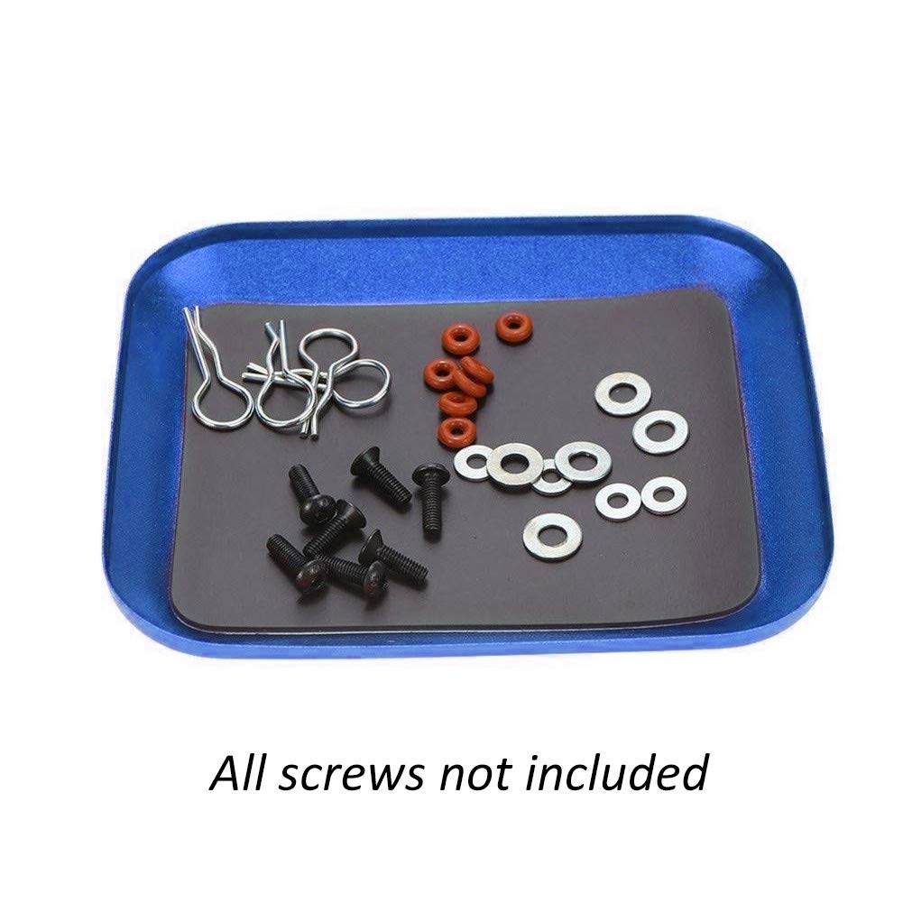 Magnetic Small Parts Tray - Silicone Tool Organizer for Screws, Nuts & Bolts Storage | Durable Magnetic Plate for Workshop, Garage & DIY Projects (Blue)