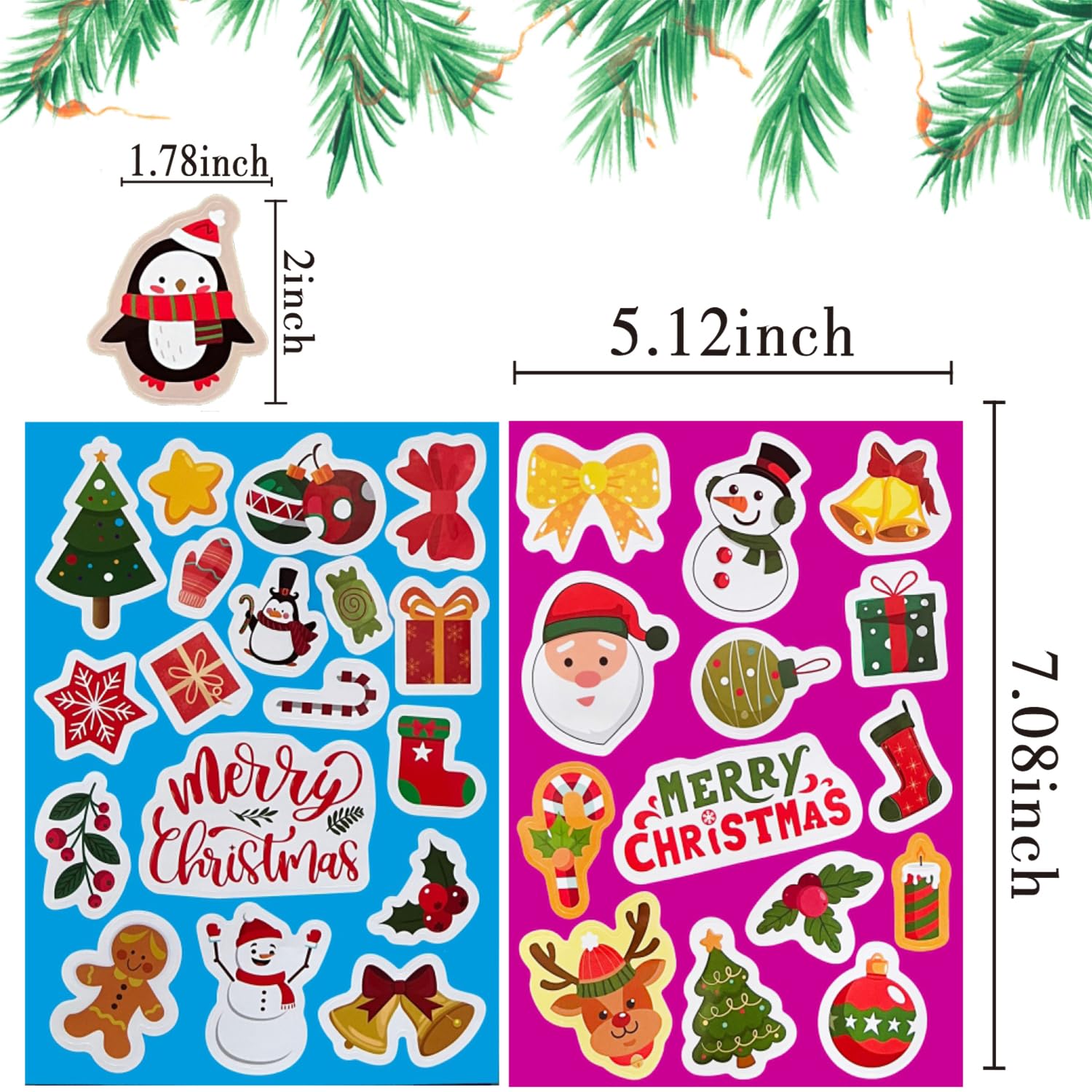 113 PCS Christmas Stickers for Kids - Bulk Holiday Stickers, Adhesive Xmas Decals, Cute Santa & Snowman Stickers - Perfect for DIY Gifts, Scrapbooking & Christmas Tree Decorations