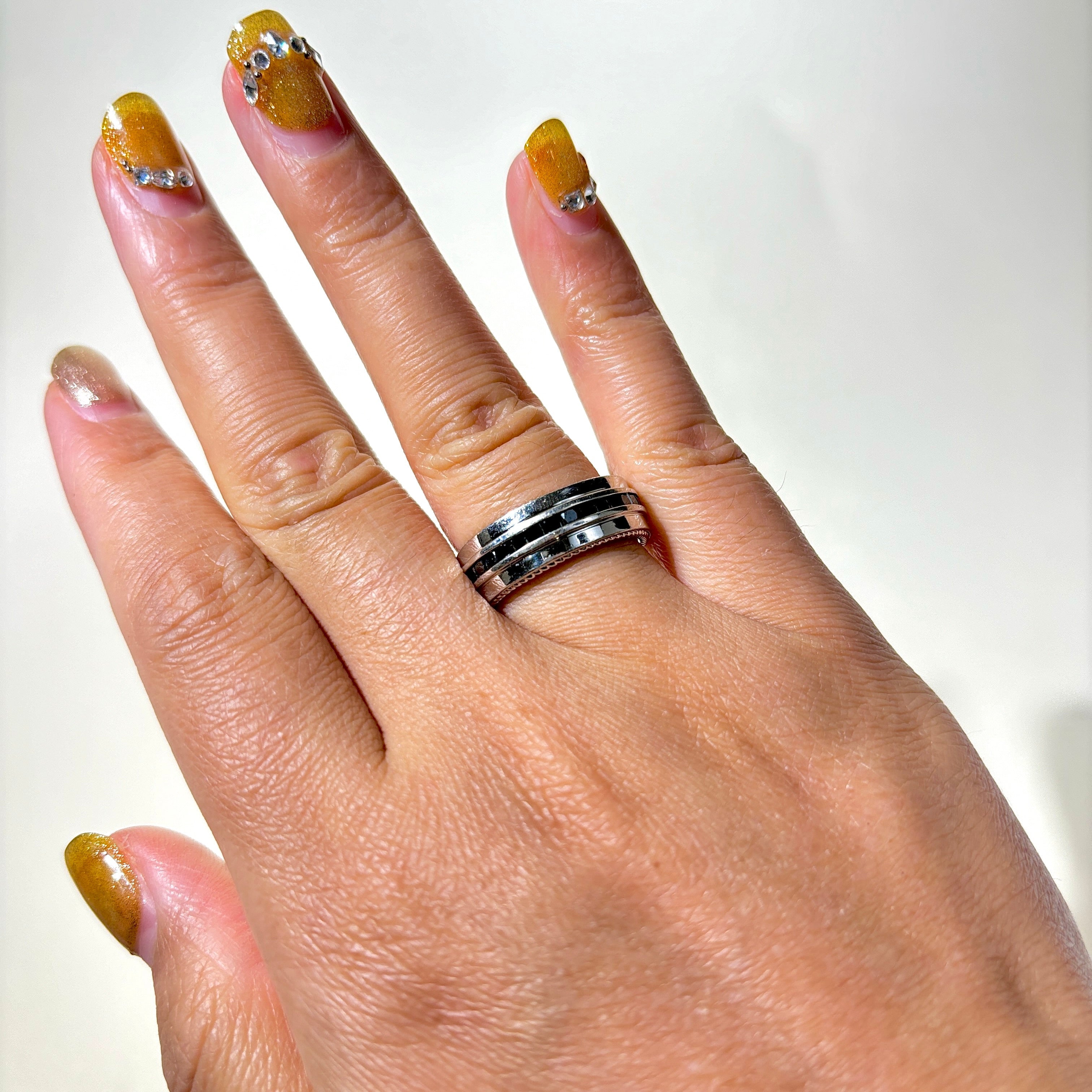 Vera Wang Semi Eternity Black Diamond Wedding Band Ring - 1.00ctw Black Diamonds, Size 6.75 - Perfect for Engagement, Anniversary & Special Occasion Gifts