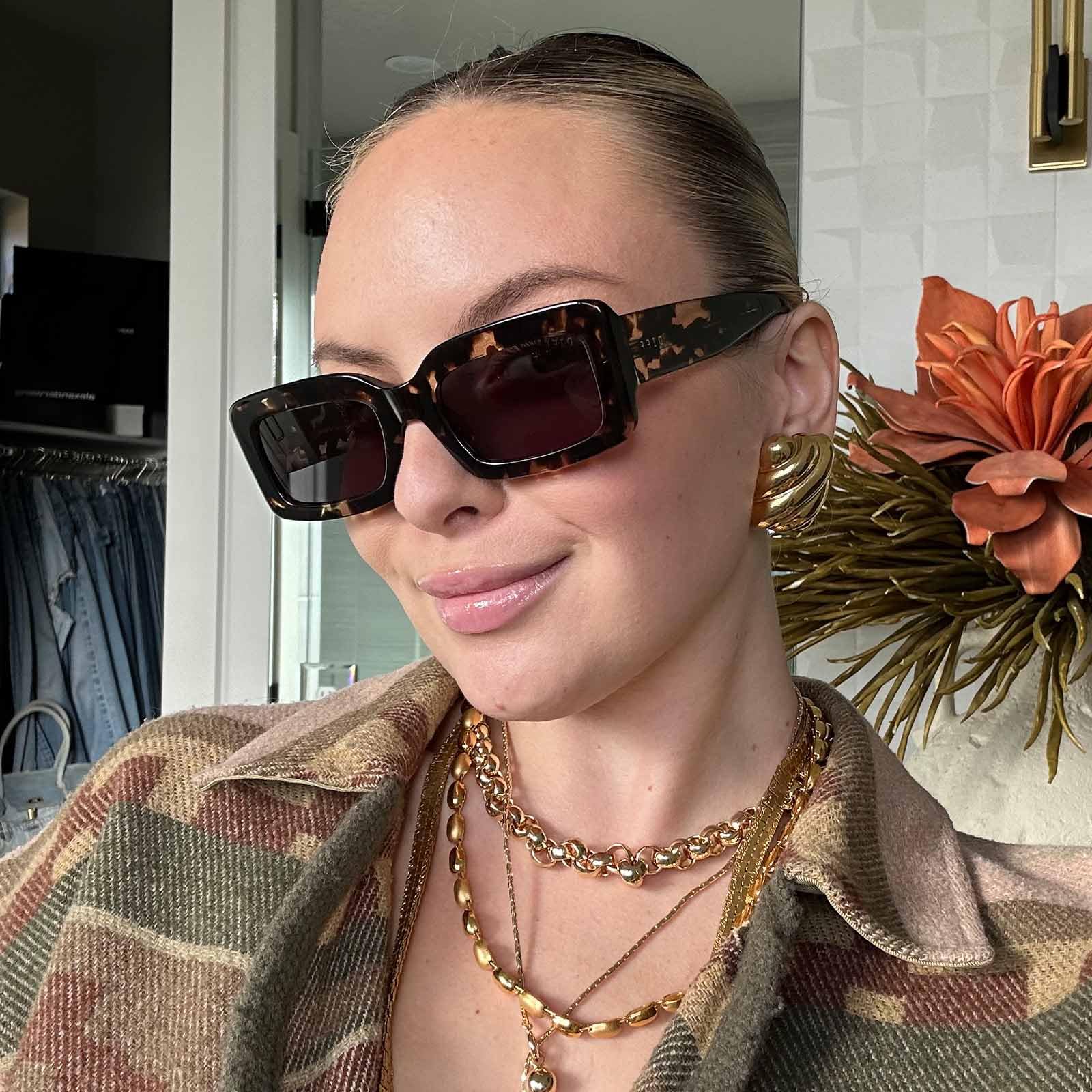 DIFF Indy Designer Women's Rectangular Sunglasses - UV400 Protection for Sun Safety - Perfect for Outdoor Activities, Beach, Driving & Fashion Accessories