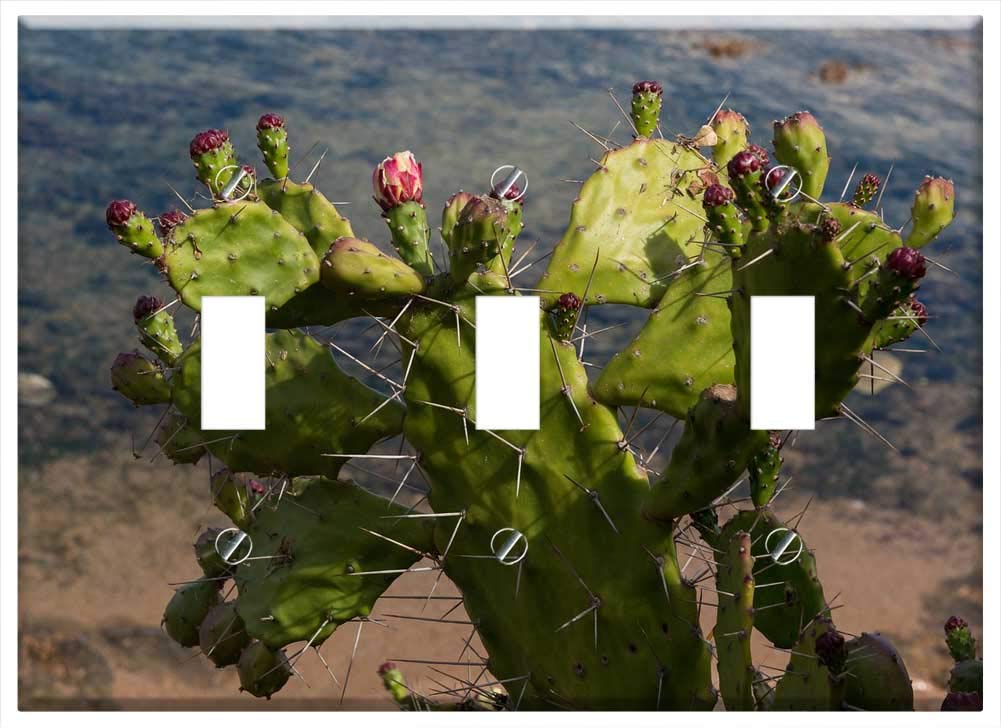 3 Toggle Switch Plate Cover with Prickly Pear Cactus Design - Durable Wall Plate for Home & Office Decor | Perfect for Living Room, Bedroom, or Kitchen