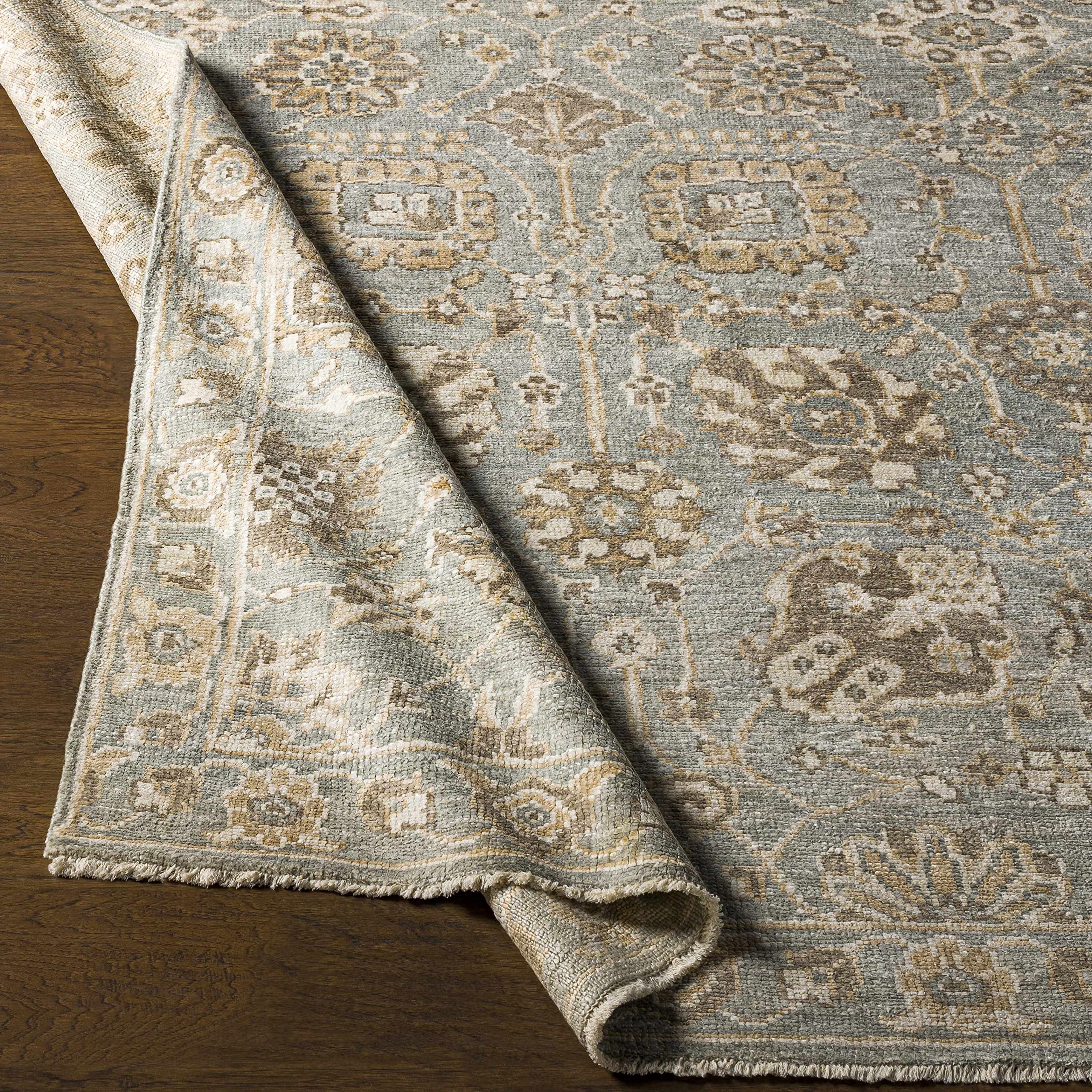 Hauteloom Ravenshead Traditional Area Rug - Medium Gray, Peach, Taupe - 2' x 3' - Soft Non-Slip Living Room & Bedroom Rug for Cozy Home Decor