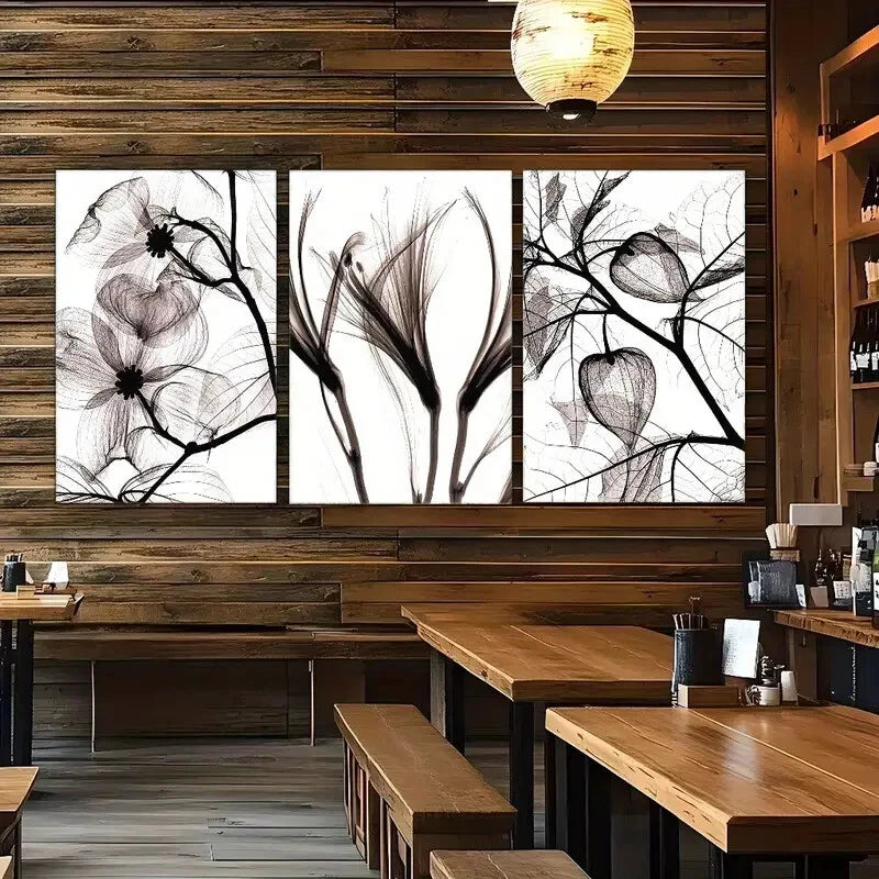 3-Piece Abstract Leaf Art Metal Print - Ready to Hang Wall Decor for Living Room, Bedroom & Office | Modern Botanical Poster Set for Home & Office Decor