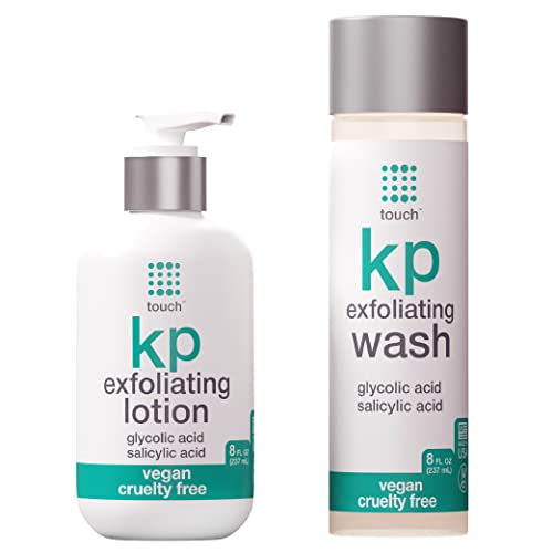 TOUCH Keratosis Pilaris & Acne Exfoliating Body Wash Cleanser with Moisturizing Lotion - Gentle Exfoliation for Bumpy Skin & Breakouts - Perfect for Dry, Sensitive Skin & Daily Shower Routine
