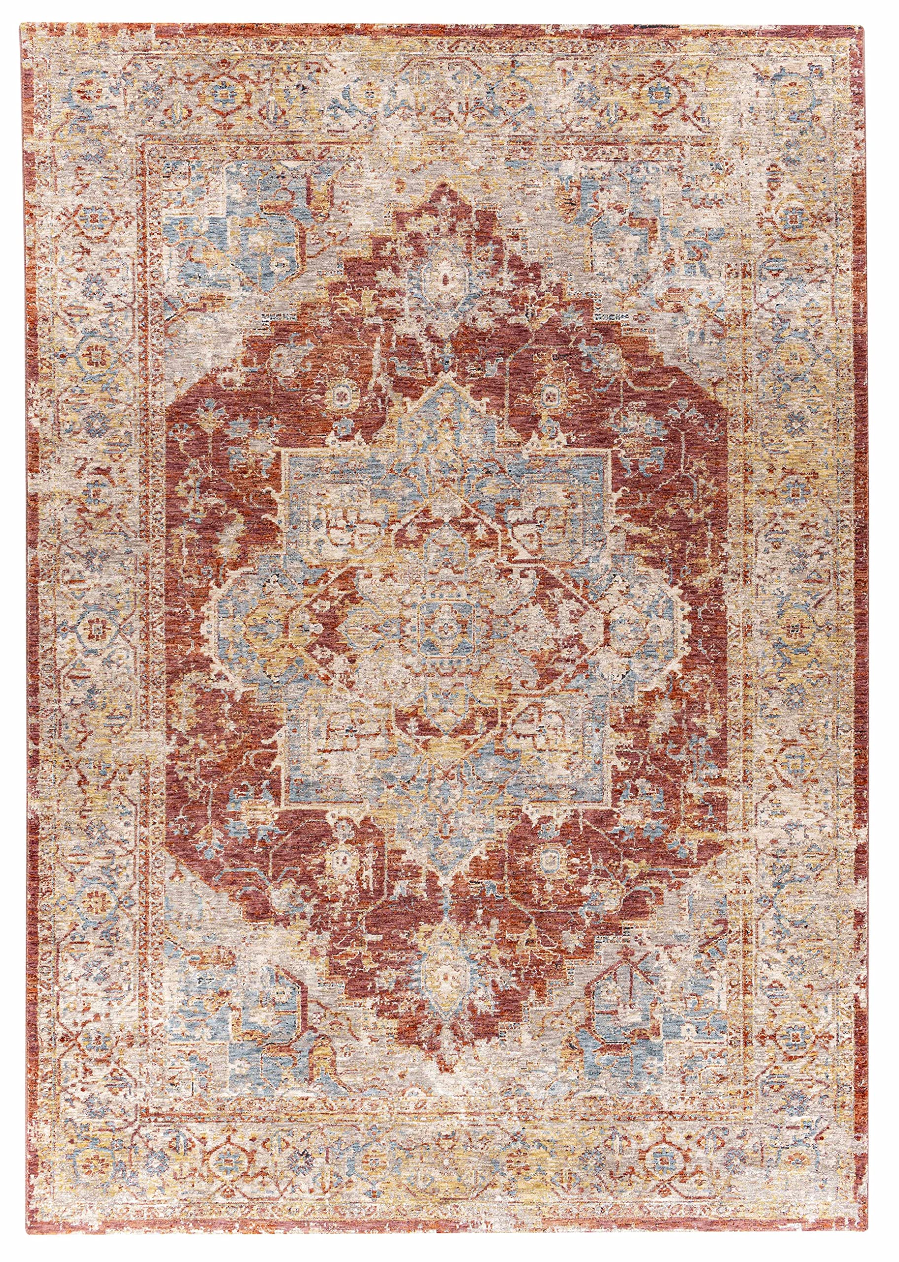 Hauteloom Powassan Modern Area Rug for Living Room & Bedroom - Soft Gray, Beige, Red - 9' x 12'2