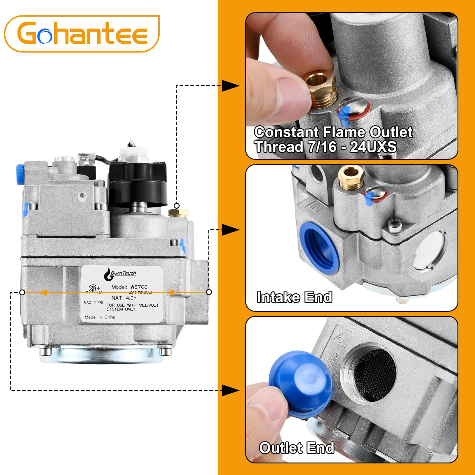 Robertshaw 700-506 Gas Valve Replacement - 720000 BTU/H Fast Opening Combination Valve for Gas Fryers - Compatible with Natural, Manufactured, Mixed & Air Mixtures - Perfect for Commercial Kitchen Equipment Repair and Maintenance