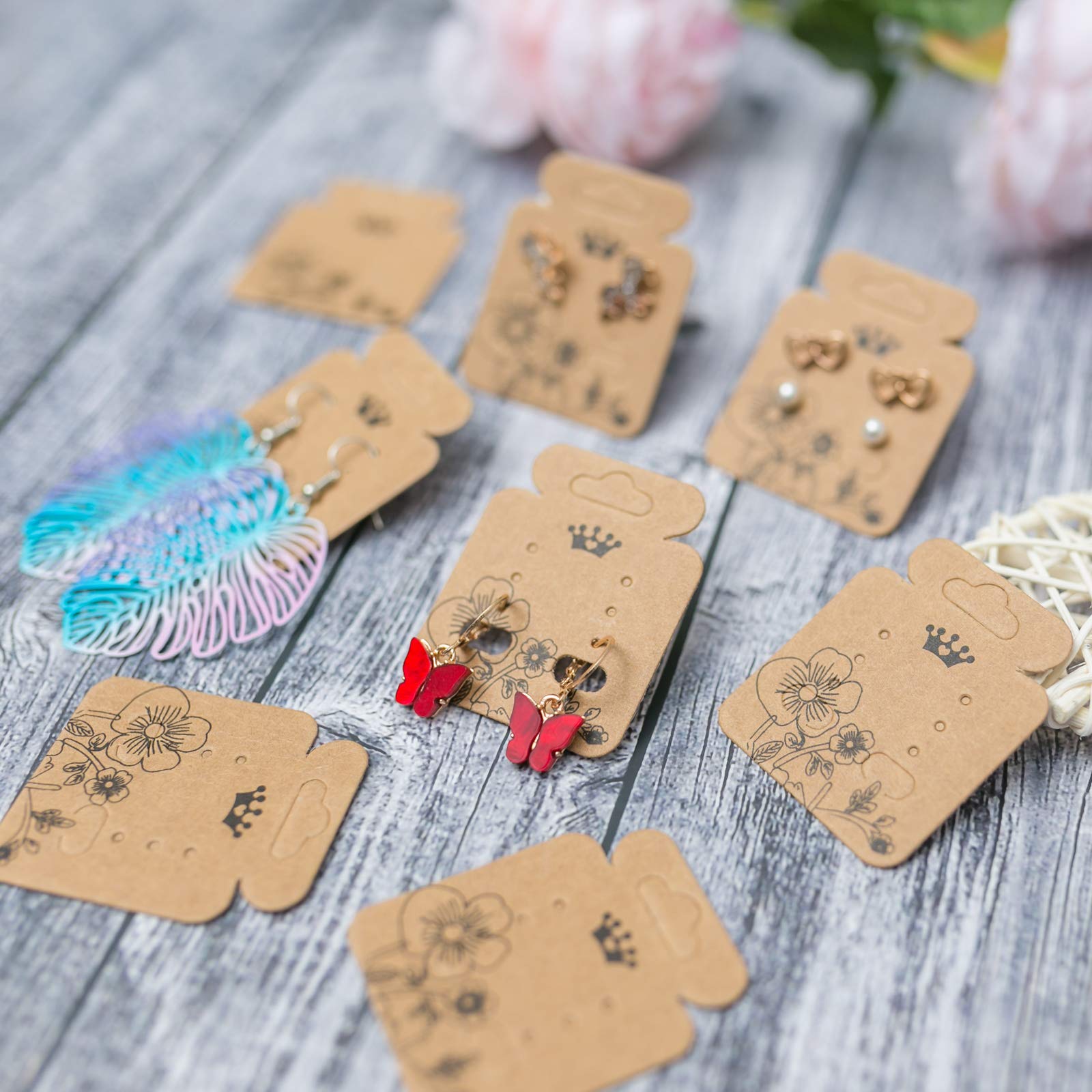 100-Pack Kraft Paper Earring Display Cards - 1.96