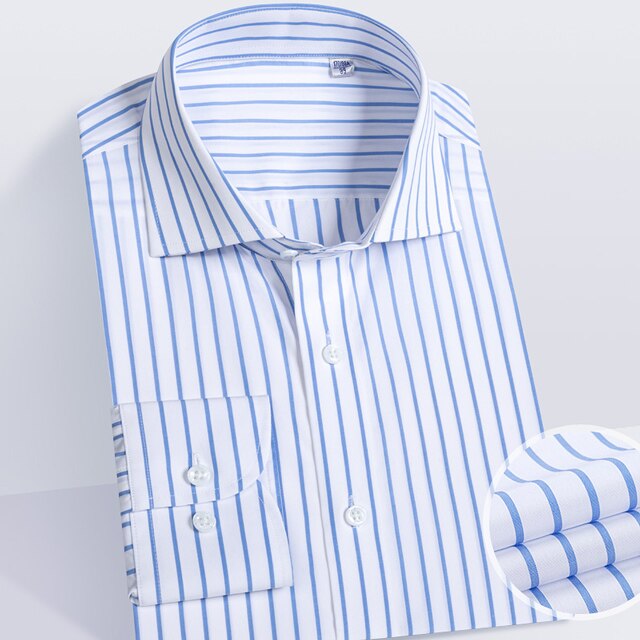 AntoniosClothing Professional Striped Long Sleeve Dress Shirt for Men - Perfect for Office Wear, Business Meetings & Formal Occasions