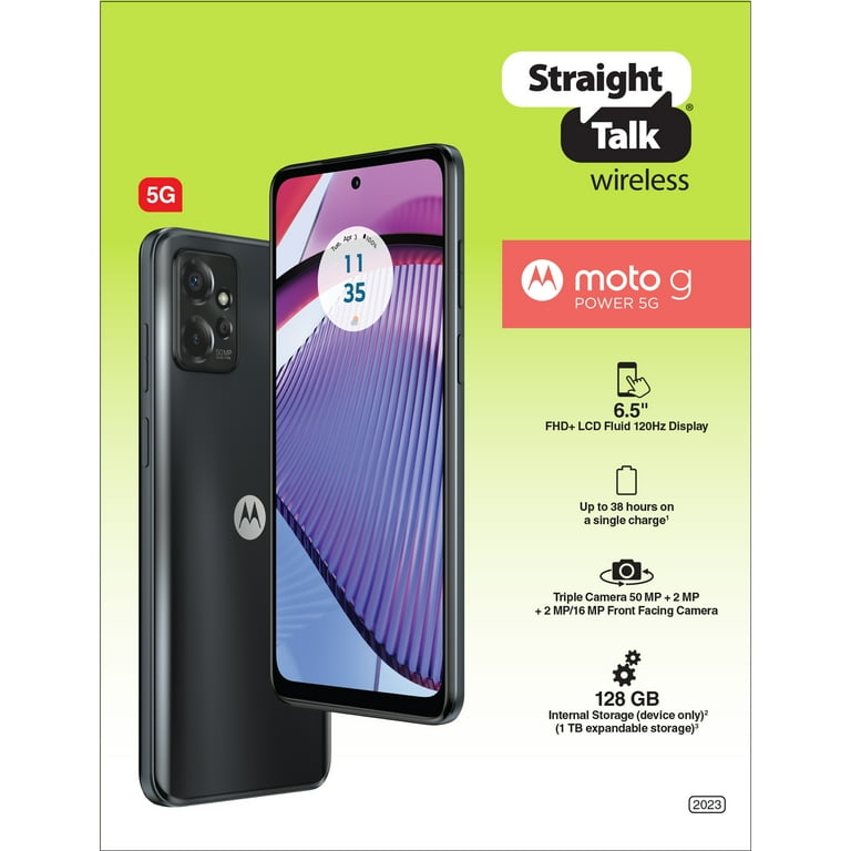 Motorola Moto G Power 5G (2023) Unlocked Smartphone - 128GB Storage, Black | Straight Talk Prepaid Phone | Perfect for Streaming, Gaming & Long Battery Life