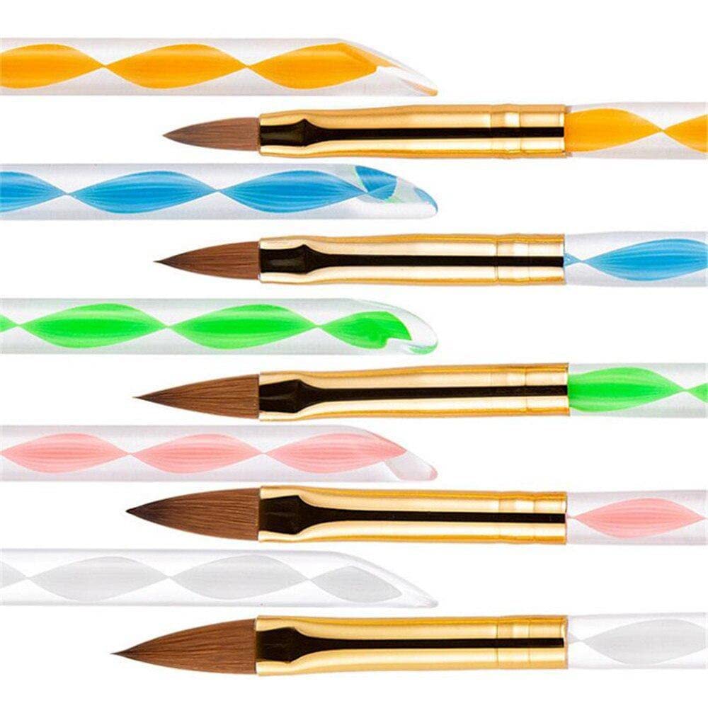 ALVRIO 5-Piece Acrylic Nail Brush Set - Professional Nail Art Brushes for Acrylic Application, Polish & Tips Builder - Salon Quality Nail Art Tools Kit for Manicure & Nail Design (Perfect for Home & Professional Use)