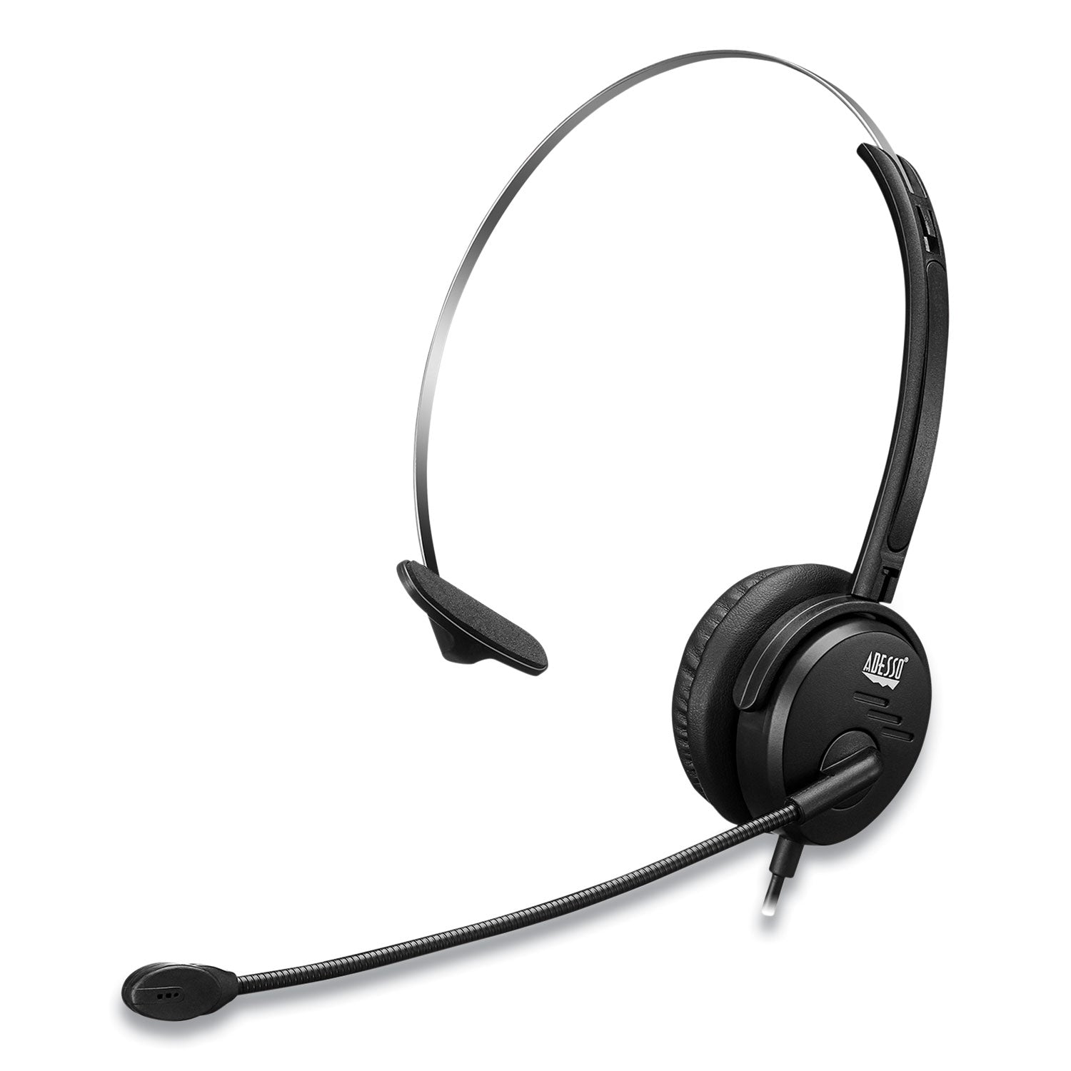 Adesso Xtream P1 Monaural Over-the-Head Headset with Noise-Canceling Microphone - Black | Comfortable Office Headphone for Call Centers, Customer Service & Remote Work