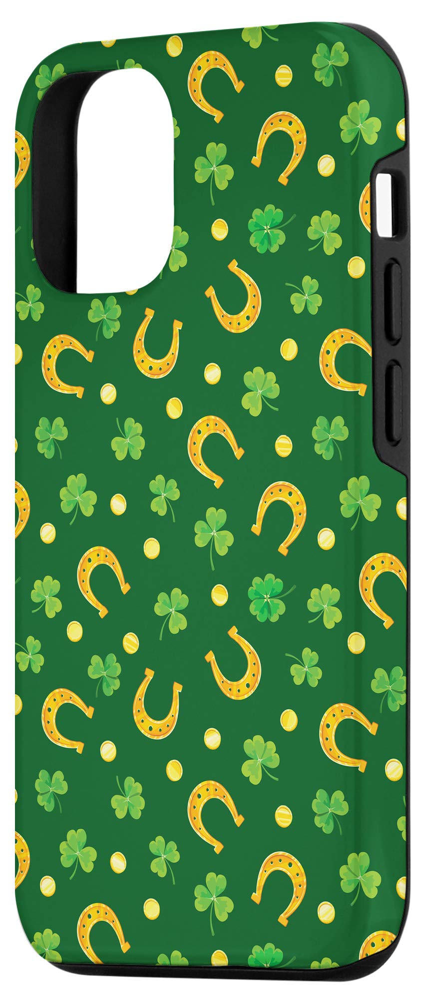 iPhone 12/12 Pro Lucky Clover & Horseshoe Protective Case - Irish Shamrock Design for Good Fortune | Perfect Gift for St. Patrick's Day & Everyday Use