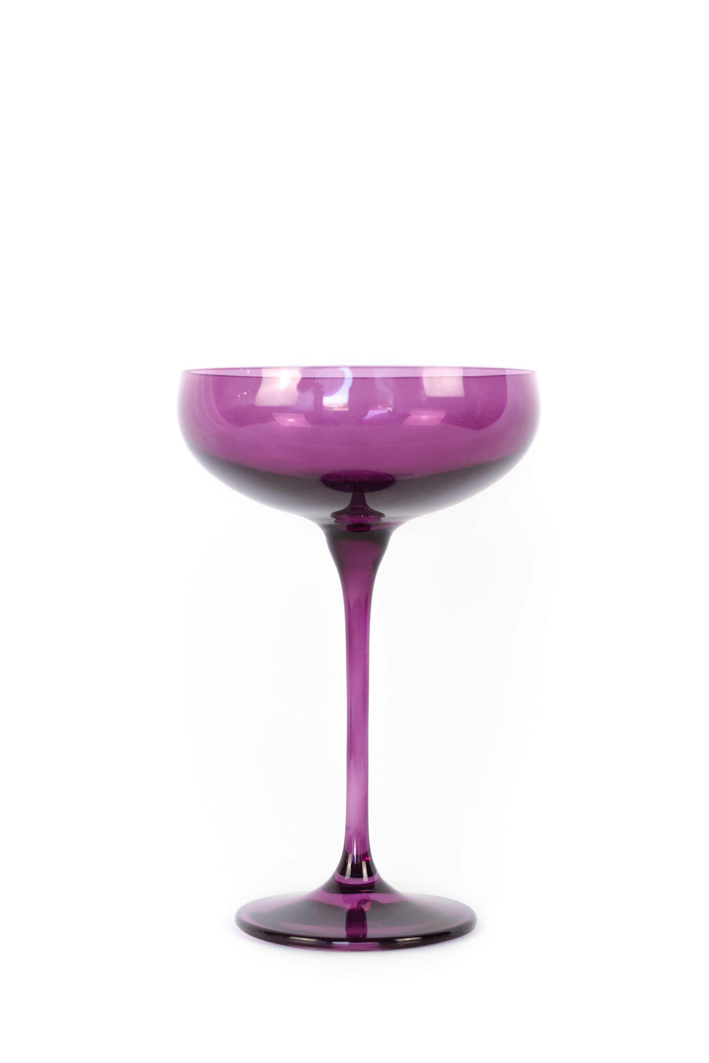 Estelle Colored Champagne Coupe Stemware Set of 6 - Elegant Amethyst Glassware for Wedding Toasts & Cocktail Parties | Perfect for Bridal Showers, Anniversaries & Formal Dining