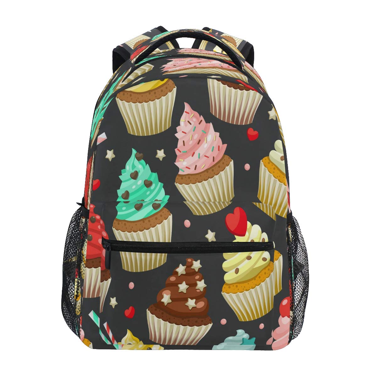 Colorful Cartoon Cupcakes Laptop Backpack for Kids - Lightweight School Bookbag with USB Charging Port, Durable Computer Daypack for Boys & Girls - Perfect for Travel, Hiking, Camping & Daily School Use