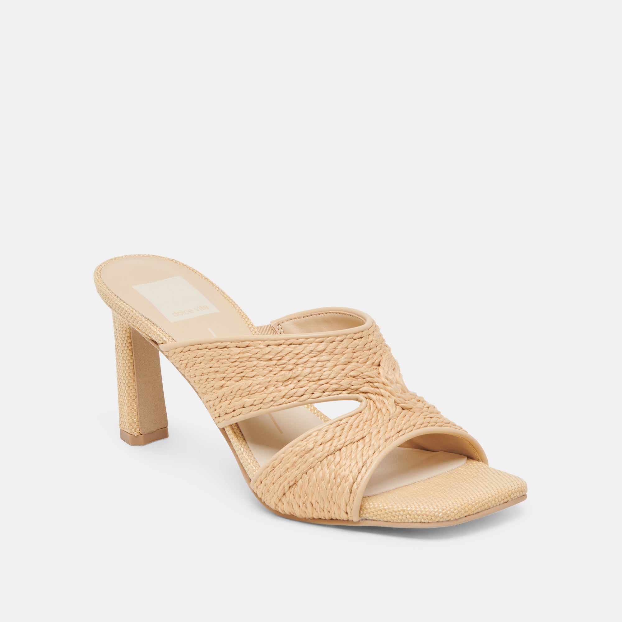 GITEL Women's Wide Heels Sandals - Lightweight Natural Raffia Material for Summer Beach Walking, Casual Outfits & Vacation Comfort