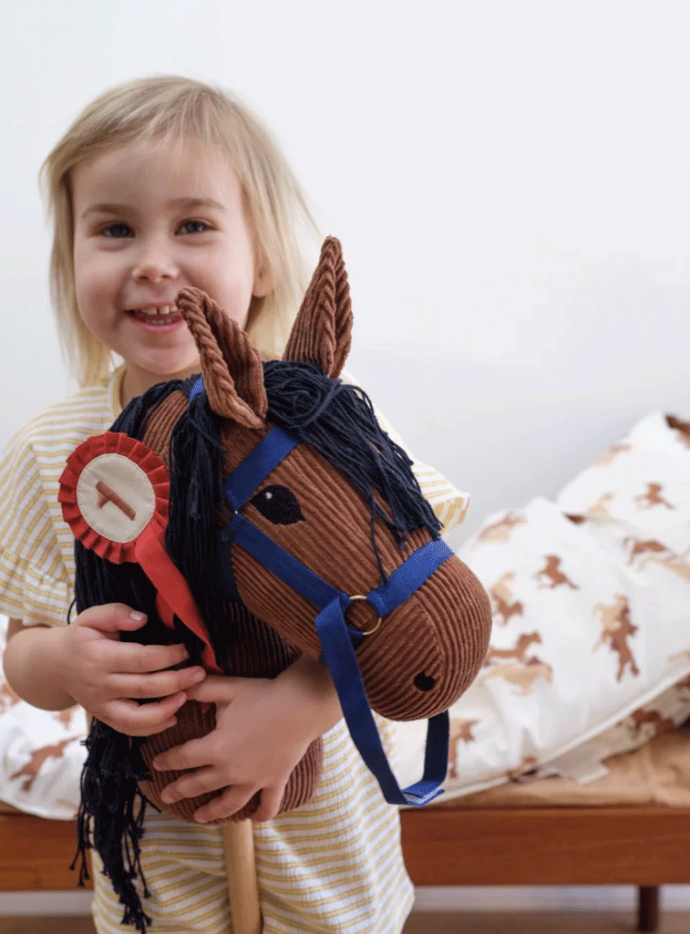 Fabelab Siggi Hobby Horse - Soft Plush Wooden Stick Riding Toy for Kids | Pretend Play, Imaginative Play, Nursery Decor, Birthday Gift for Toddlers & Children