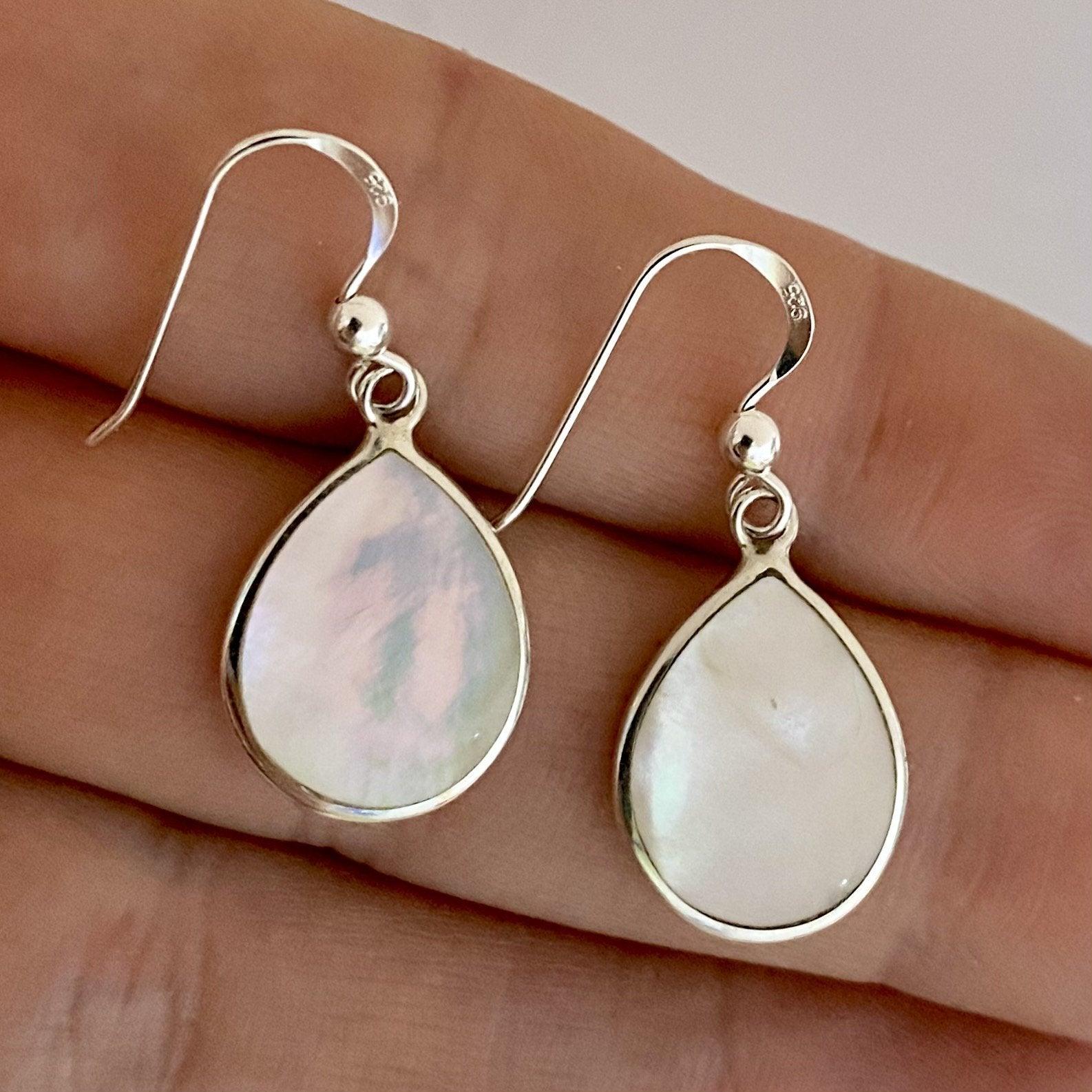 Exquisite Raindrop Mother of Pearl Earrings for Women - Elegant Handmade Jewelry for Weddings, Parties & Special Occasions