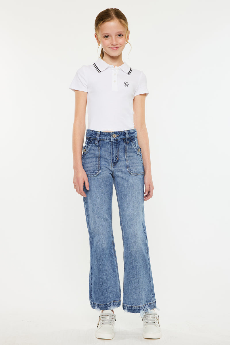 Sherri High Rise Wide Leg Flare Jeans for Kids - Trendy & Comfortable Denim Pants for Girls, School, Playdates & Everyday Wear