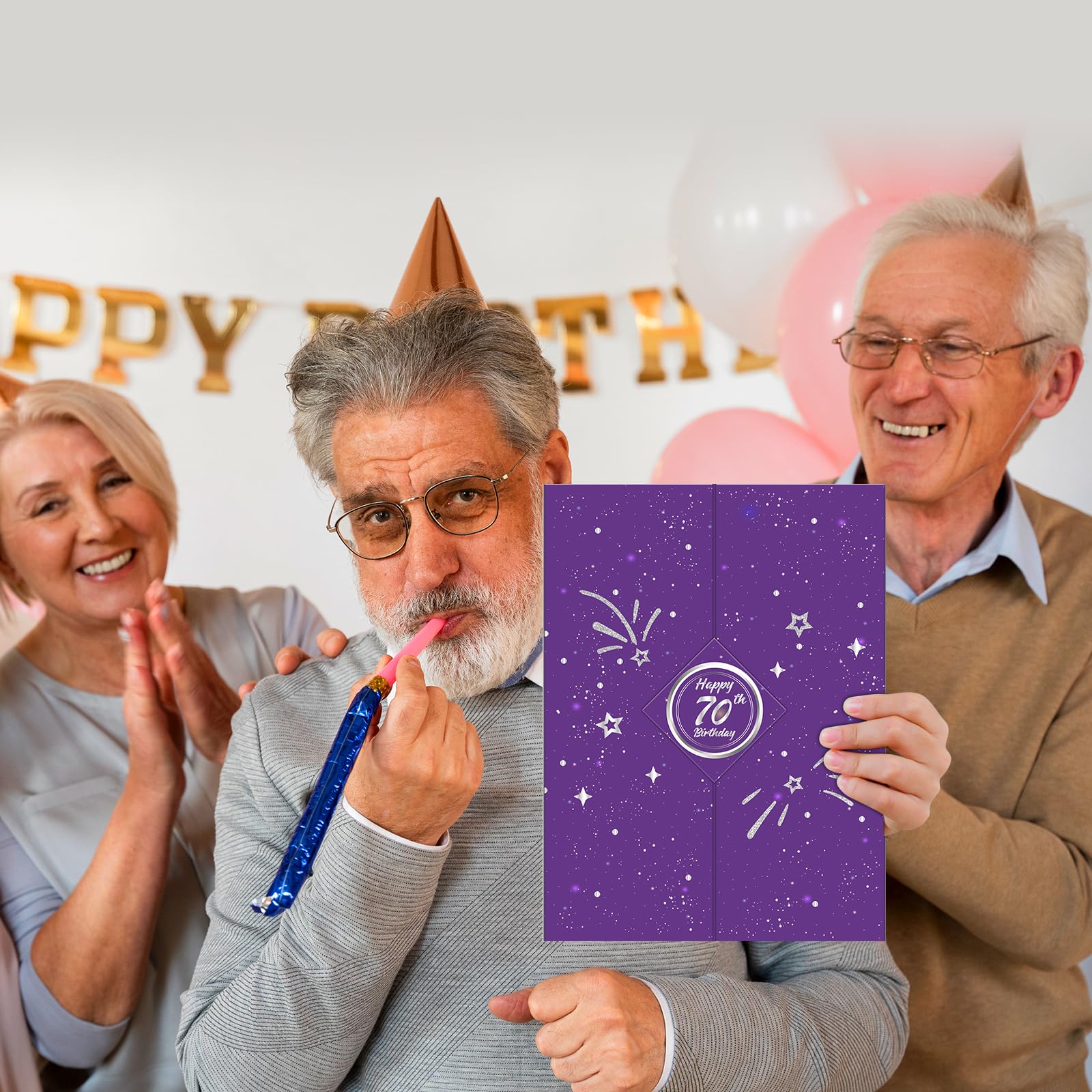 Purple & Silver 70th Birthday Party Decorations Set - Guest Book Alternative, Greeting Cards & Party Supplies for Women & Men - Perfect for 70th Anniversary Celebrations, Milestone Birthday Parties & Retirement Gifts