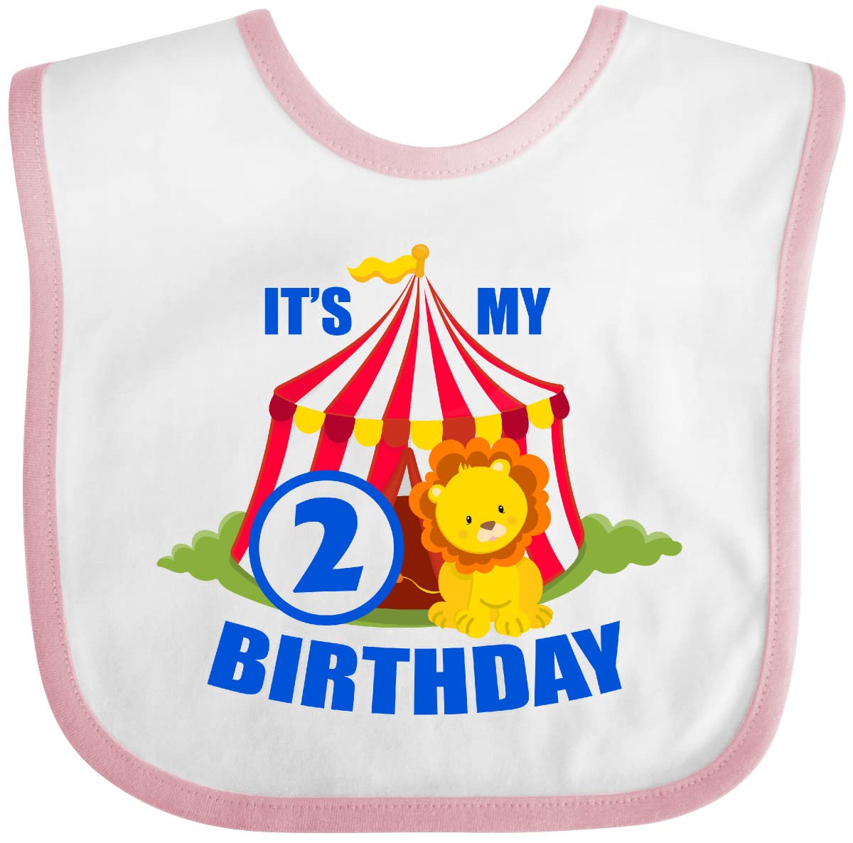 Inktastic 'It's My Birthday' Circus Tent with Lion Design 2-Year-Old Baby Bib - Perfect for Birthday Parties & Toddler Celebrations