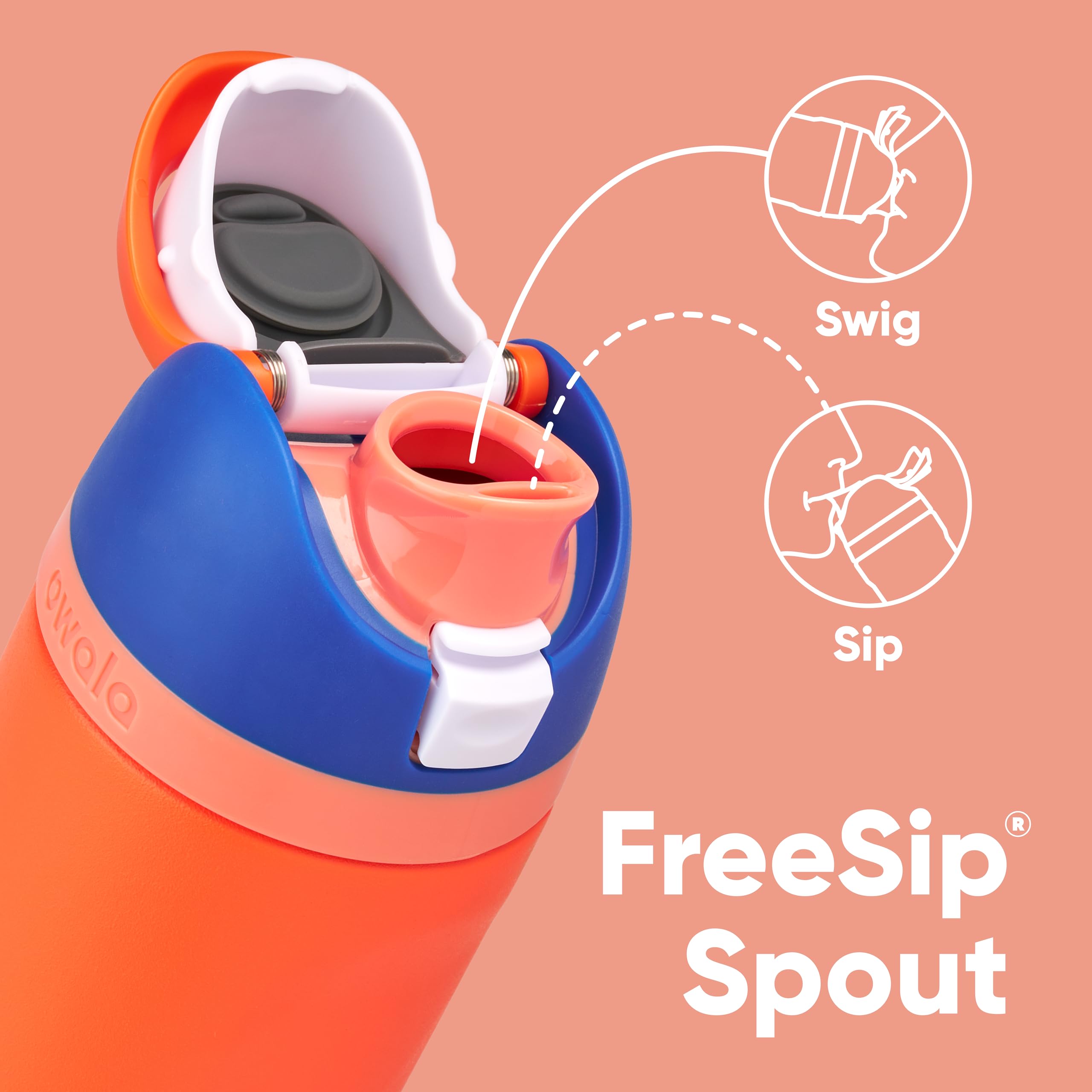 Owala Kids FreeSip Insulated Stainless Steel Water Bottle with Straw - 16oz BPA-Free Leak Proof Water Bottle for Boys & Girls - Perfect for School, Sports, Travel & Outdoor Activities - Blue Citrus