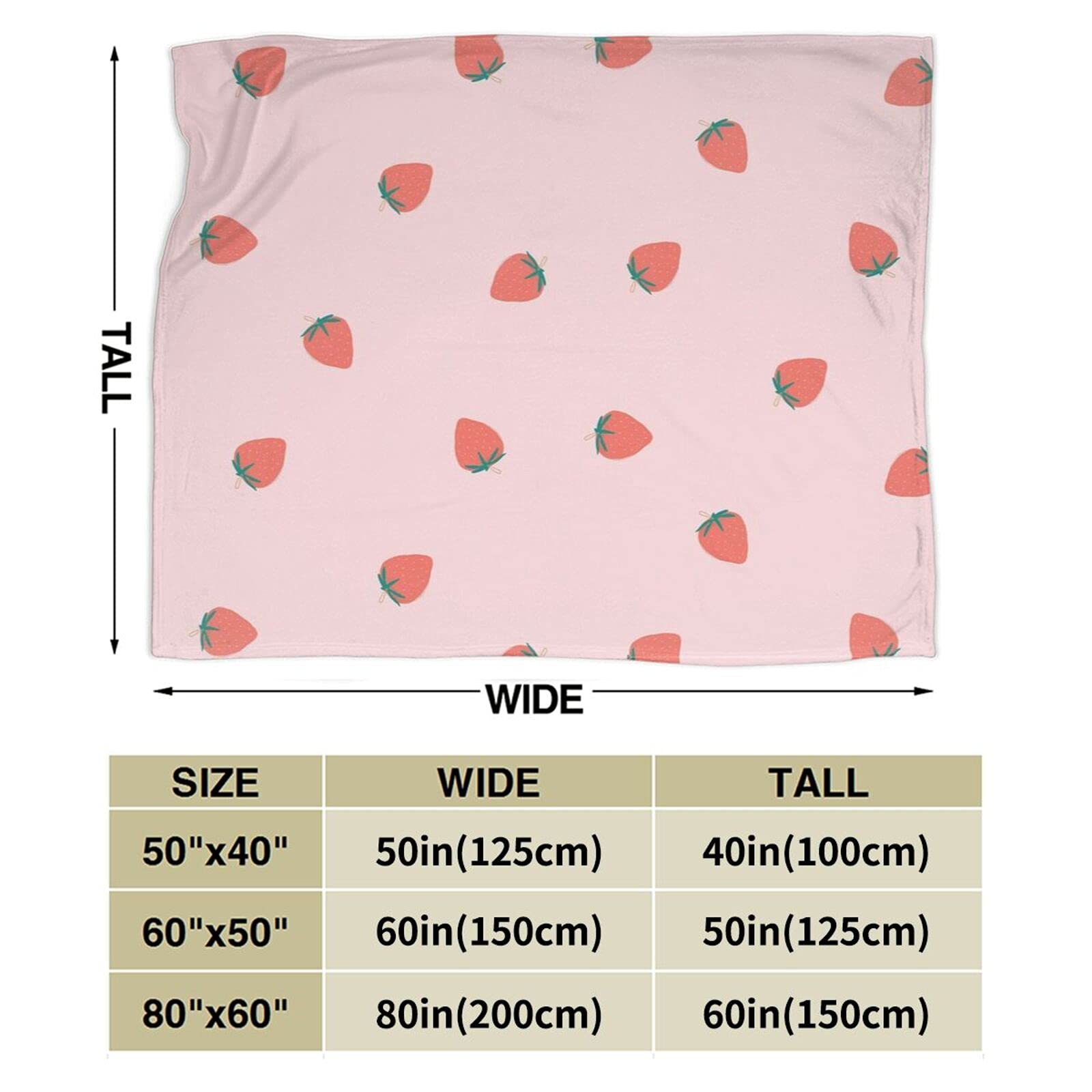 Soft Flannel Strawberry Throw Blanket - 50