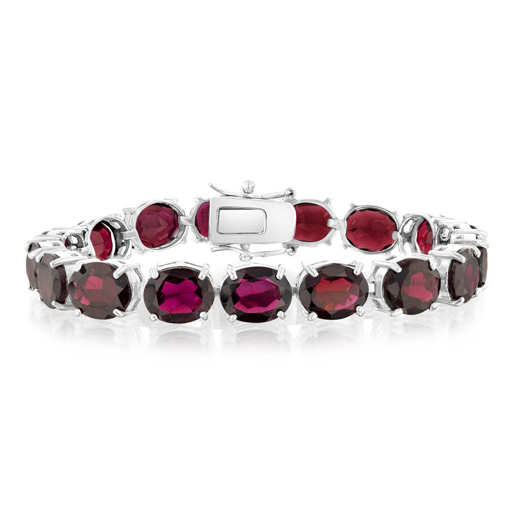45 Carat Garnet Tennis Bracelet Sterling Silver - Elegant Jewelry for Women, Perfect for Weddings, Parties & Special Occasions