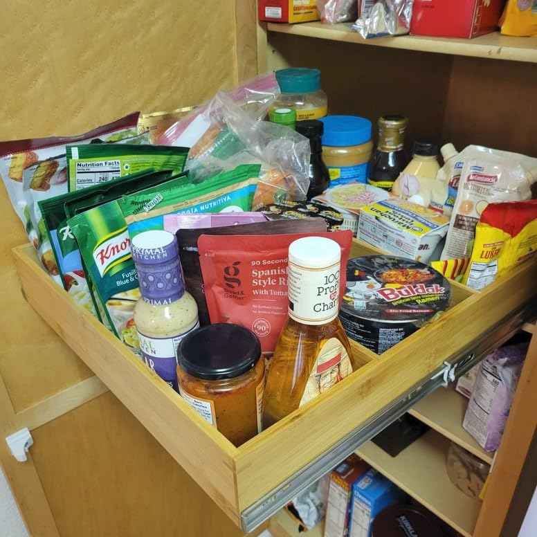 Premium Bamboo Pull-Out Cabinet Organizer - 12