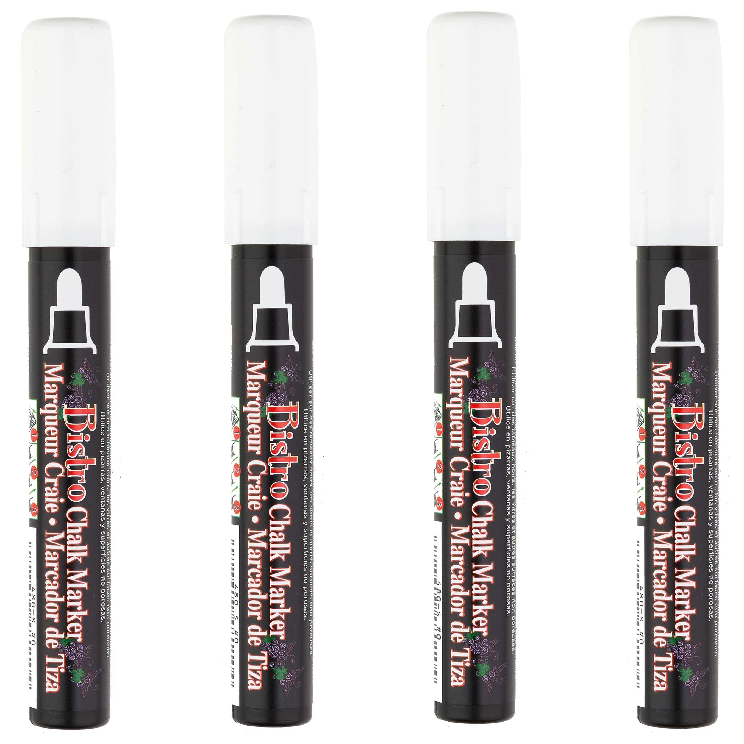 UCHIDA 4-Pack White Broad Tip Bistro Chalk Markers - Perfect for Restaurants, Cafes, Chalkboard Signs & Menu Writing