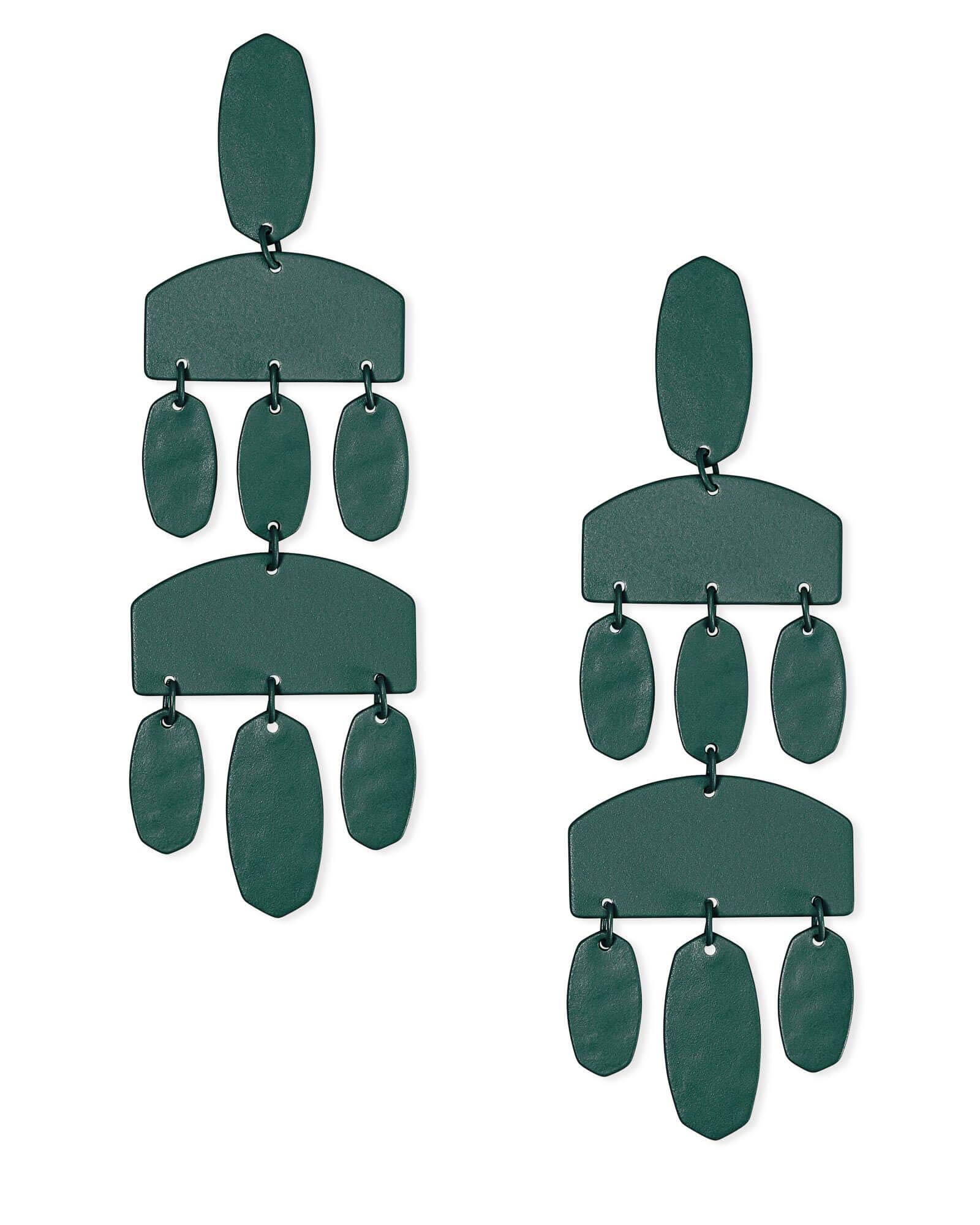 Kendra Scott Emmet Statement Filigree Chandelier Earrings - Matte Emerald Green Dangle Earrings for Women | Perfect for Parties, Weddings & Evening Events
