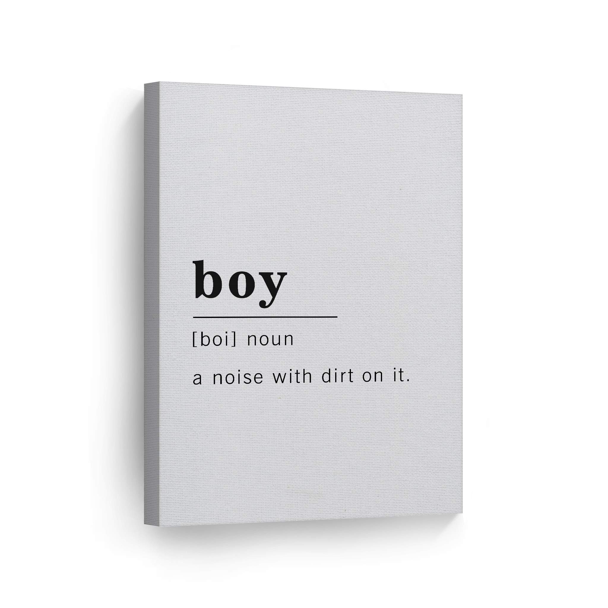 Funny Noun Dictionary Definition of Boy Canvas Print - Inspirational Quote Wall Art for Office, Living Room, Bedroom & Bathroom - Ready to Hang Home Decor (40x30 Inches, Made in USA) - Perfect Gift for Birthdays, Housewarming & Dorm Decor