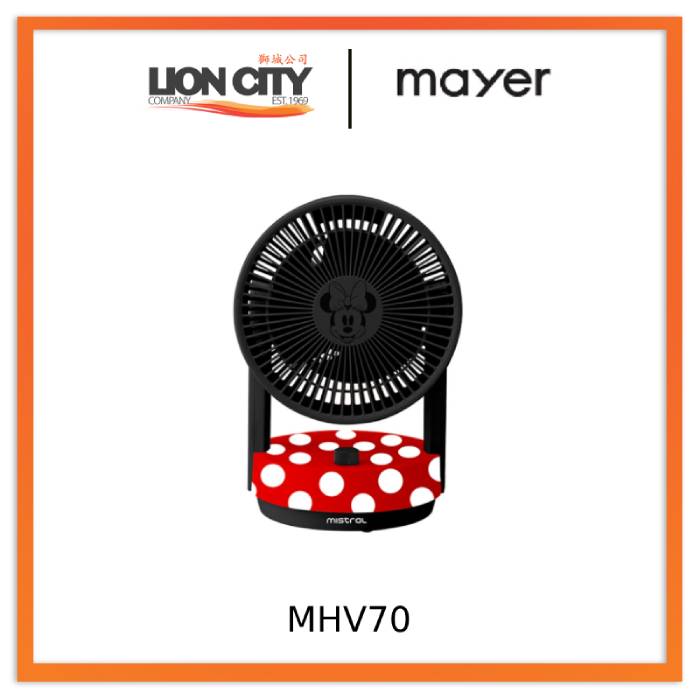 Minnie Mouse Disney X Mistral MHV70 7-Inch High Velocity Fan - Portable Cooling for Home, Office, and Dorm Rooms - Perfect for Summer, Bedrooms, and Small Spaces