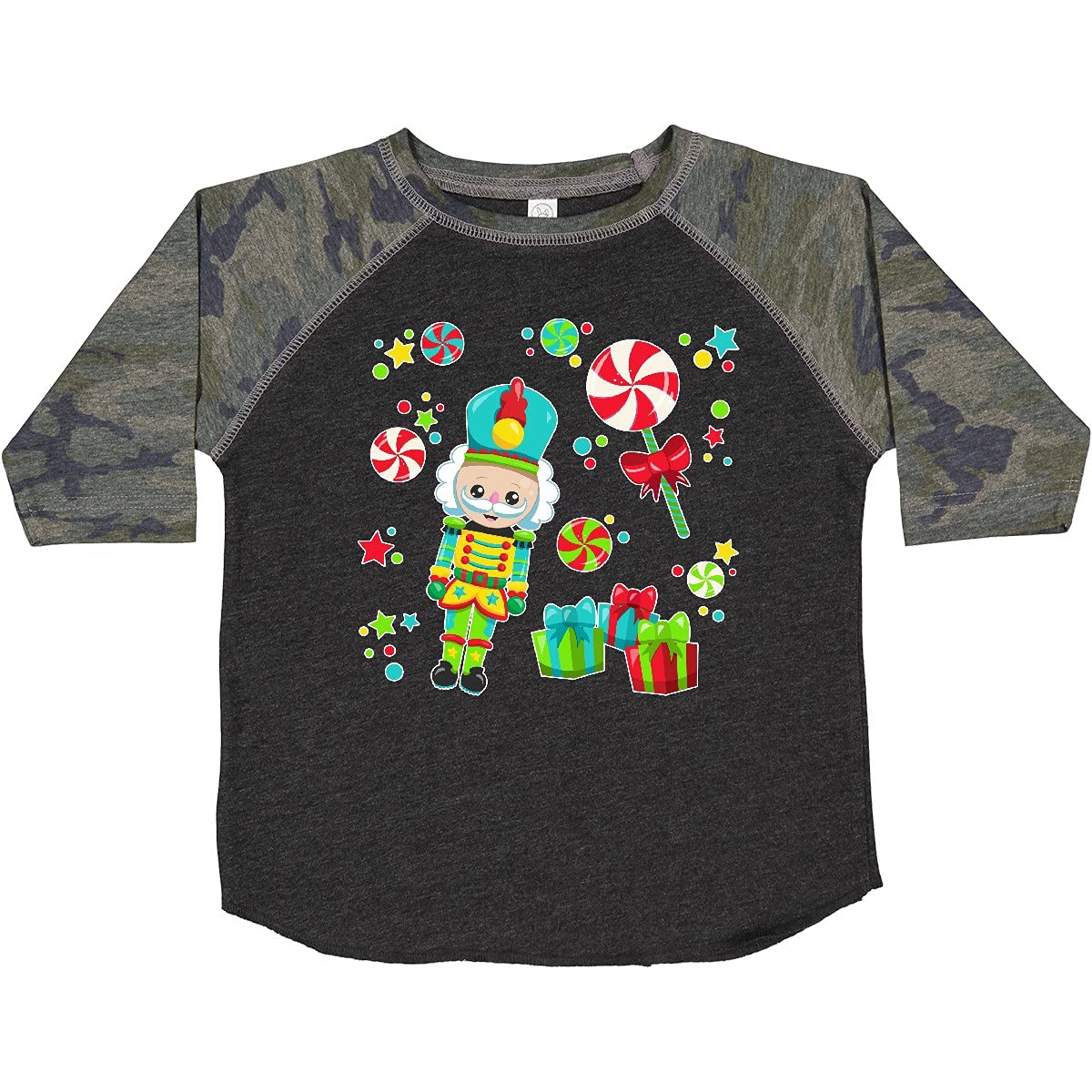 Inktastic Christmas Holiday Nutcracker and Candy Print Toddler T-Shirt - Festive Kids Outfit for Holiday Parties & Family Photos