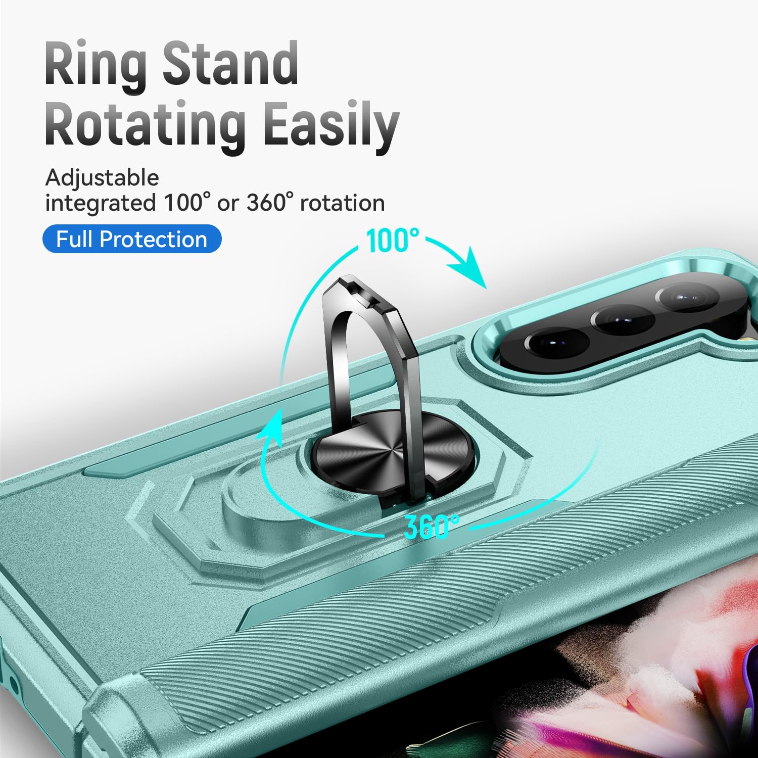 Premium Samsung Galaxy Z Fold 5 Case with Kickstand & Magnetic Ring Holder - Military Grade Shockproof Protection, Skin-Friendly Durable Cover (Green) - Perfect for Work, Travel & Outdoor Activities