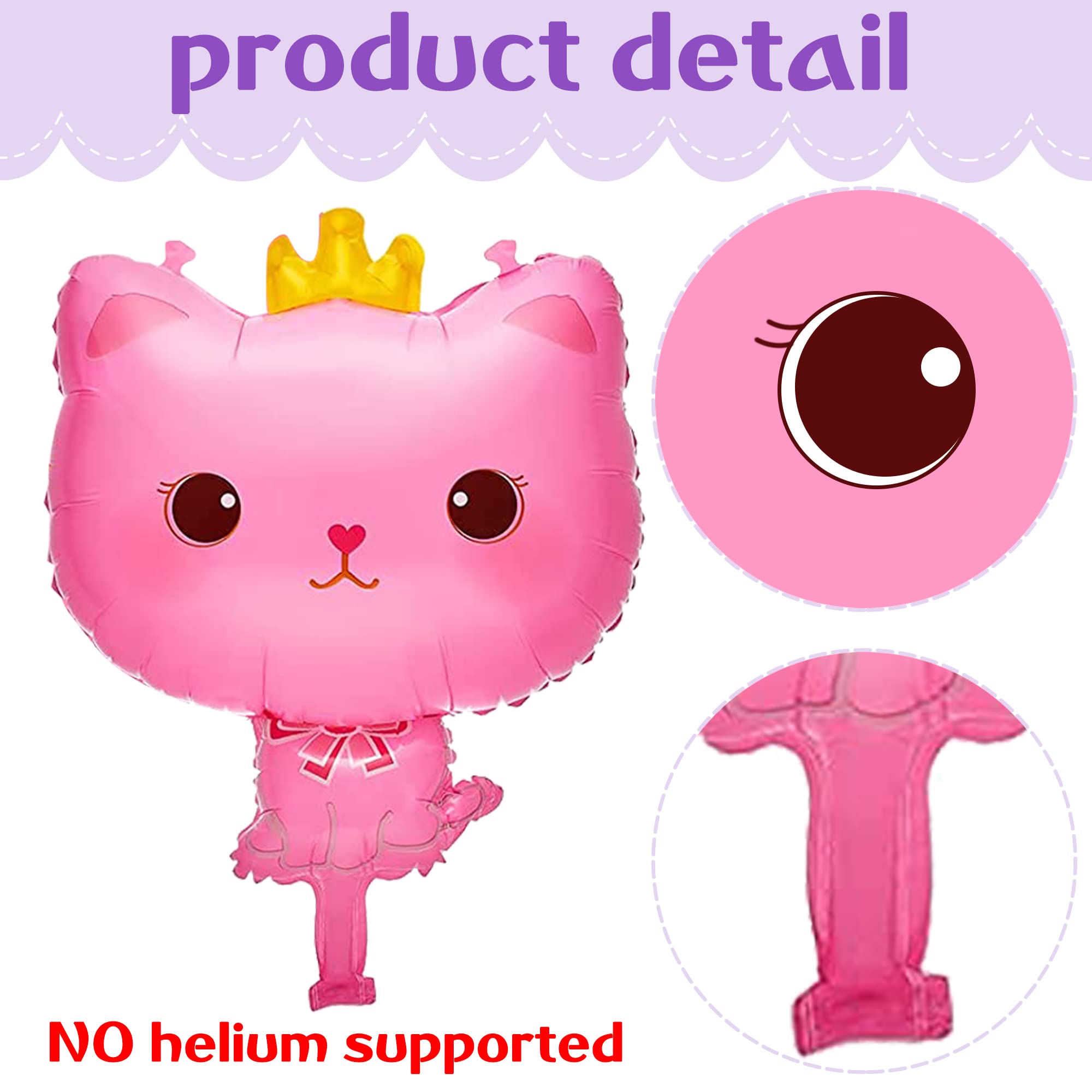 16 Cartoon Cat Print Latex Balloons & 4 Crown Cat Foil Balloons - Kitty Theme Party Decorations for Birthday, Baby Shower, Cat Lover Celebration - Perfect for Indoor/Outdoor Events, Photo Backdrops & Themed Parties