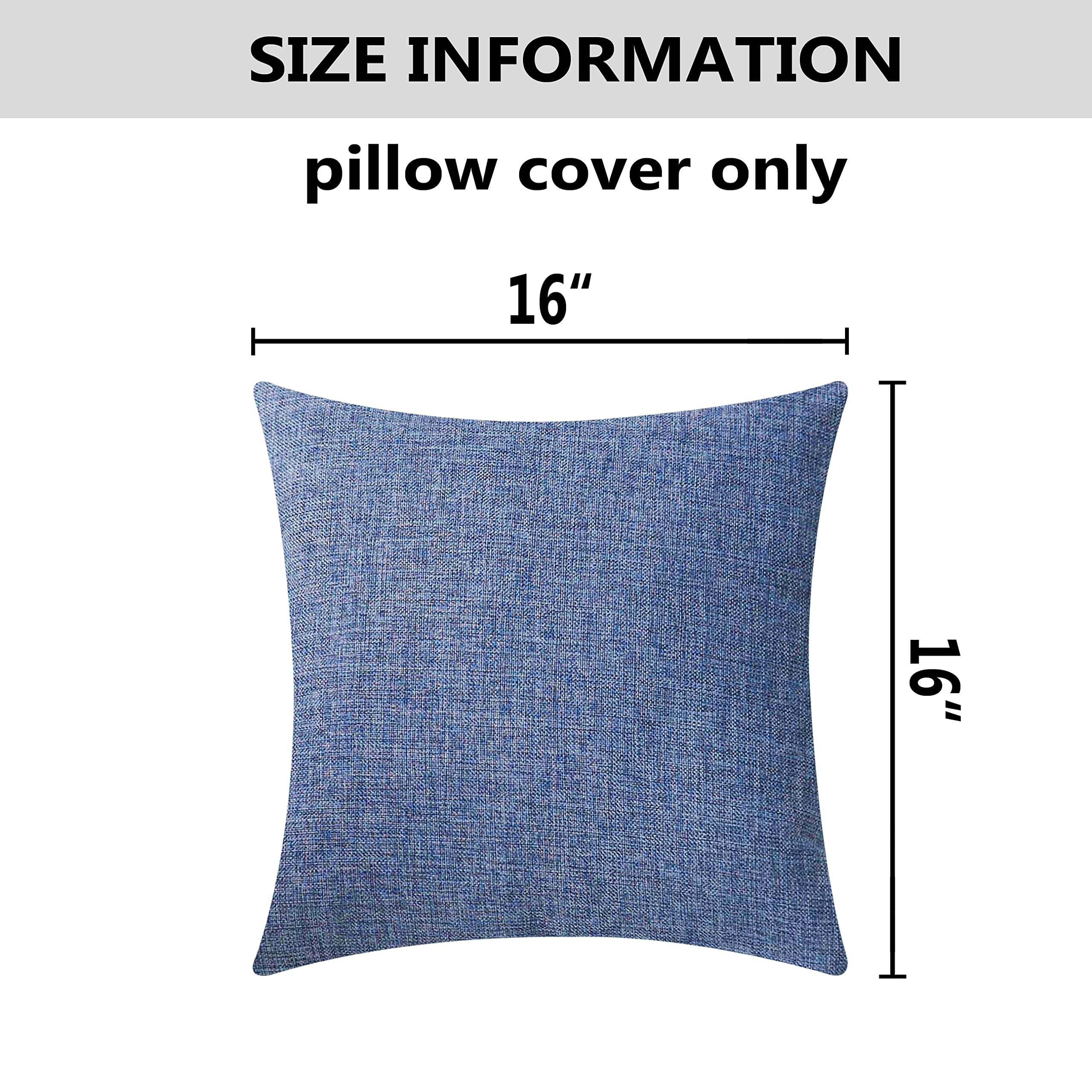 Premium 16x16 Inch Square Pillow Covers Set of 2 - Soft Decorative Navy Blue Cushion Cases for Sofa, Bed & Living Room - Home Decor Accent Pillows for Modern Interior Design