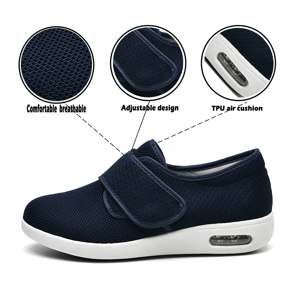 JBTNBX Men's Wide Width Diabetic Shoes - Adjustable Closure, Lightweight & Breathable Walking Sneakers for Elderly, Edema, Plantar Fasciitis & Swollen Feet - Ideal for Daily Walking, Nursing & Comfortable Foot Care