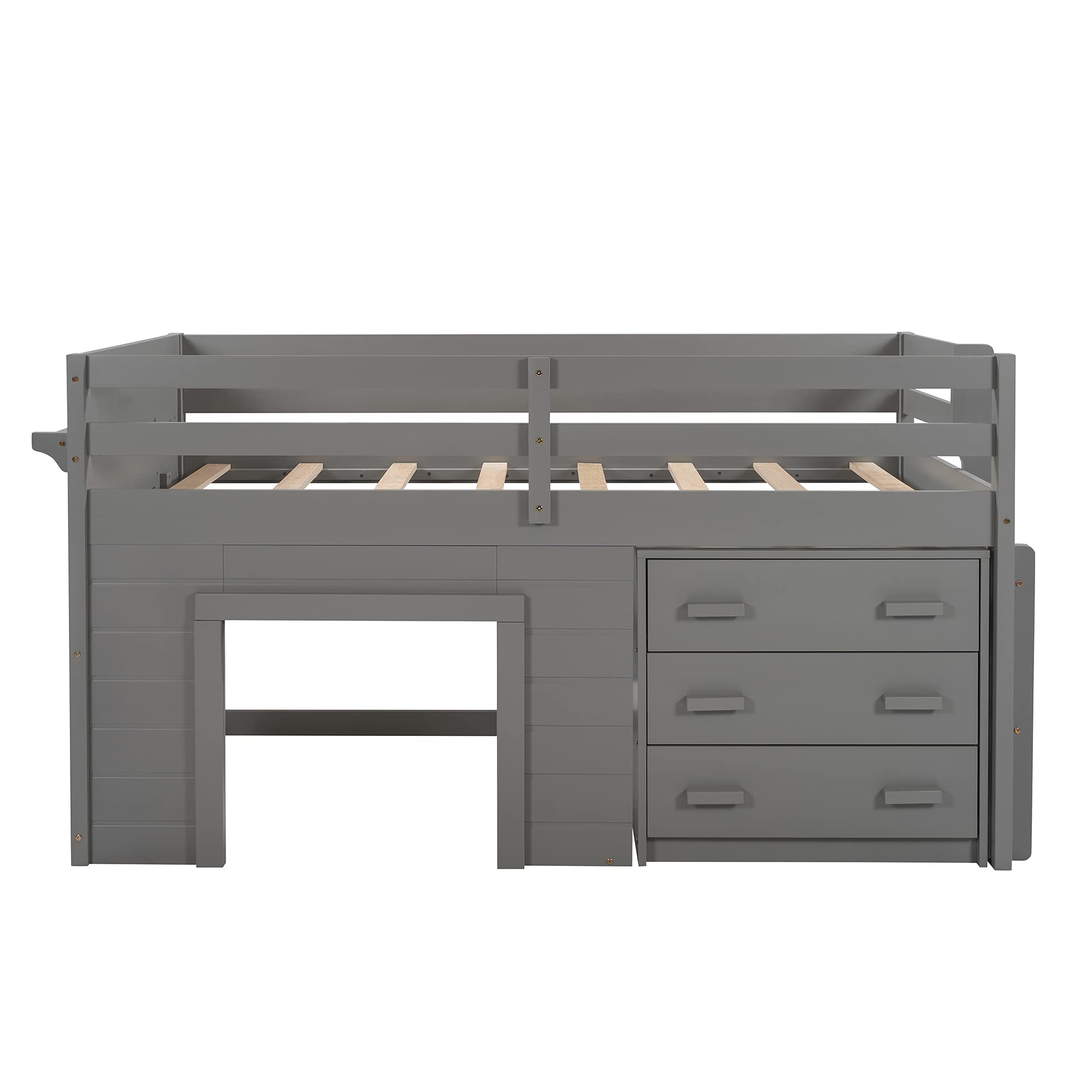 Twin Size Loft Bed with 3 Wide Drawers & Storage Shelf - Sturdy Wooden Bunk Bed for Teens, Kids & Small Spaces - No Box Spring Needed - Perfect for Dorm Rooms, Apartments & Bedroom Organization