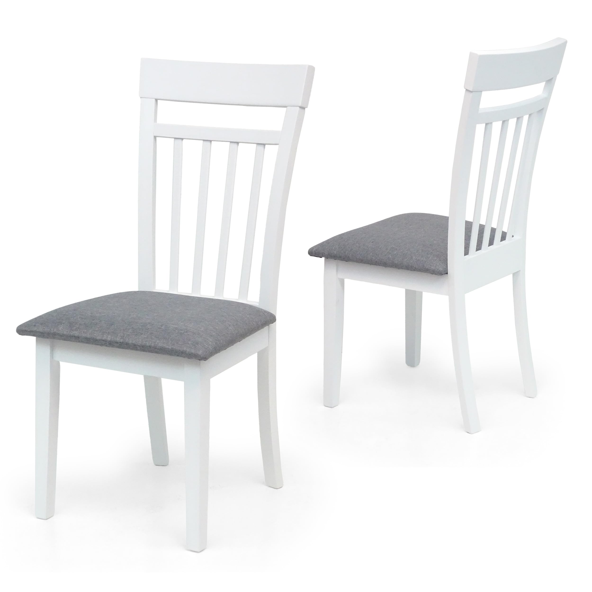 **3-Piece White Solid Wood Dining Set - Square Table & 2 Side Chairs - Classic Kitchen Furniture for Small Spaces & Breakfast Nooks**