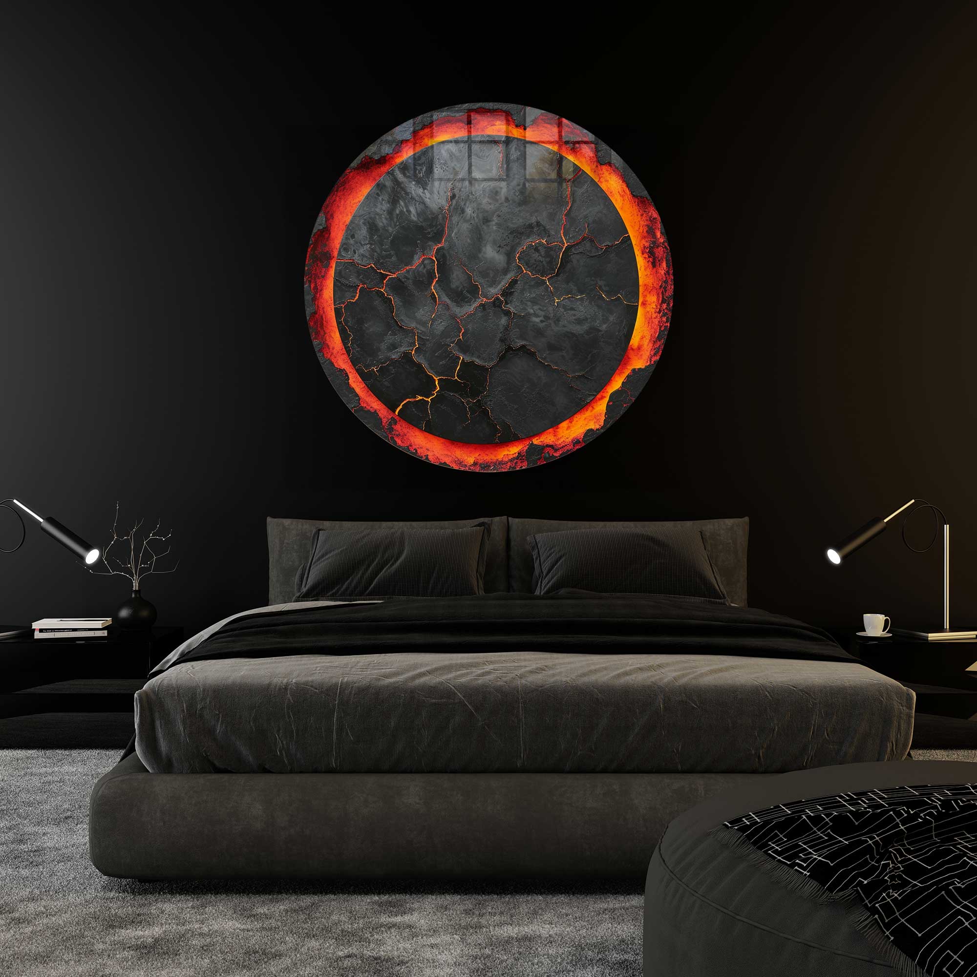 Lava III Rounded Glass Wall Art - Modern Abstract Home Decor for Living Room, Bedroom & Office - Perfect for Contemporary Interior Design