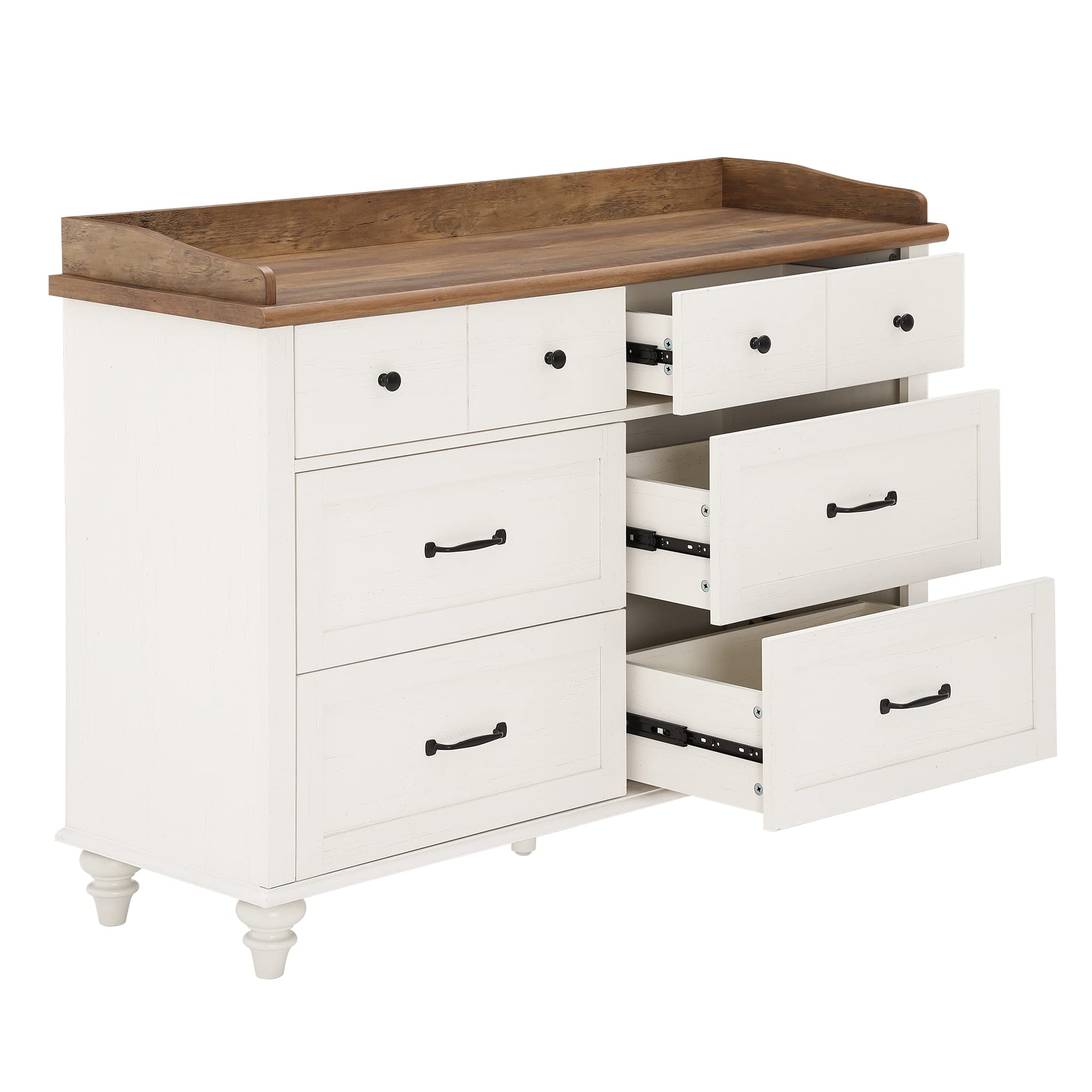FITUEYES 6-Drawer White Dresser for Bedroom - Mid Century Modern Wooden Chest of Drawers for Kids, Nursery, Living Room & Hallway - Spacious Storage Organizer for Clothes, Toys & Home Essentials
