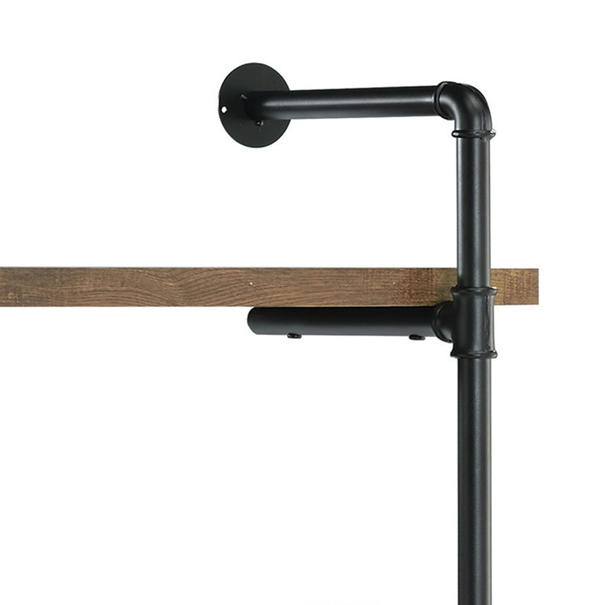 Benjara 4-Tier Wall Shelf with Industrial Pipe Design Frame - Rustic Brown for Living Room, Bedroom & Office Storage