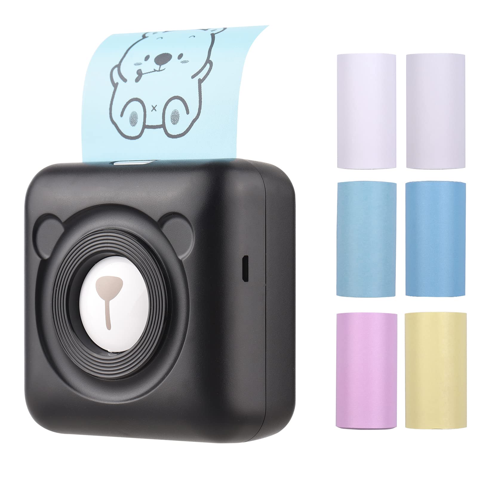 BISOFICE PeriPage A6 Mini Pocket Wireless Bluetooth Thermal Printer - Print Photos, Labels, Memos & Receipts with USB Cable & 6 Rolls Thermal Paper - Compatible with Android, iOS, Windows Smartphones - Perfect for Home, Office & Small Business Use