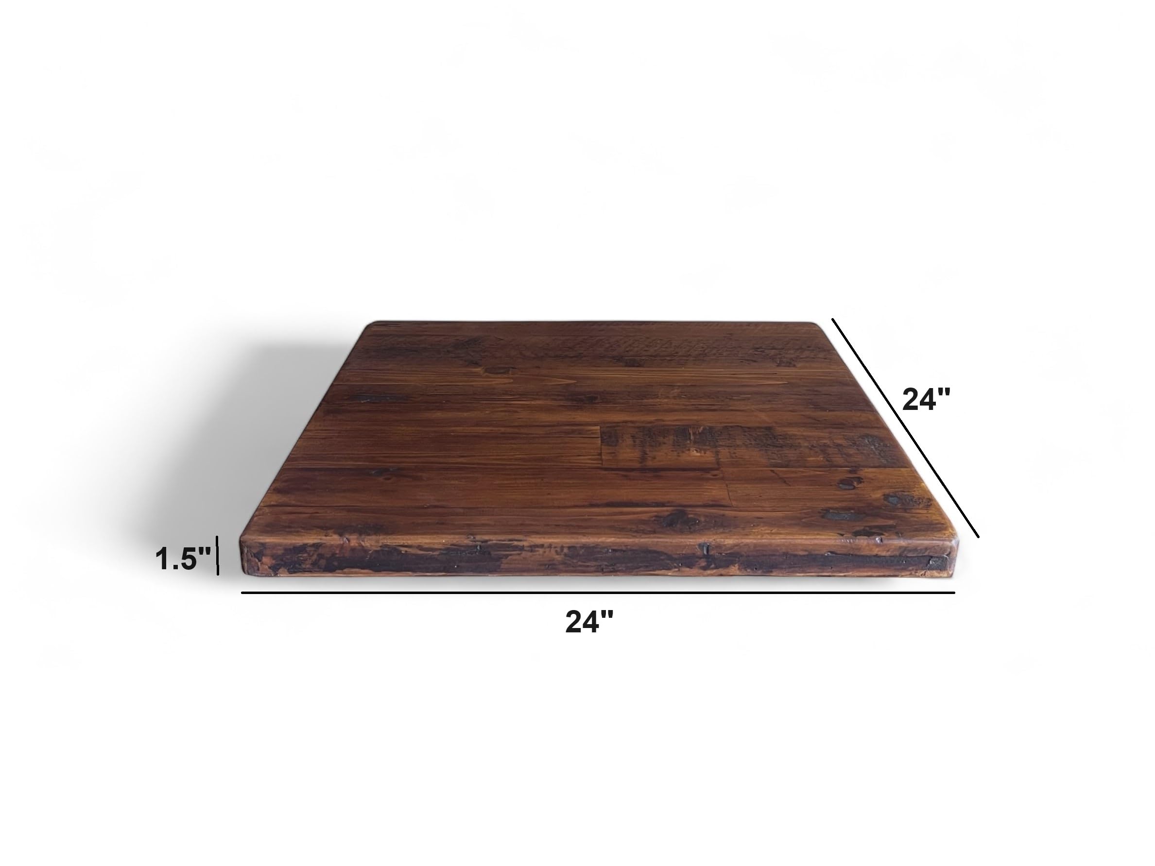 Rustic Reclaimed Wood Dining Table Top - Dark Brown Matte Finish - 24