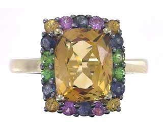 Gin & Grace 10K Yellow Gold Ring with Natural Citrine, Tsavorite & Multi-Sapphire - Elegant Women's Jewelry for Daily Wear, Perfect Gift for Her - Ideal for Office, Parties & Special Occasions