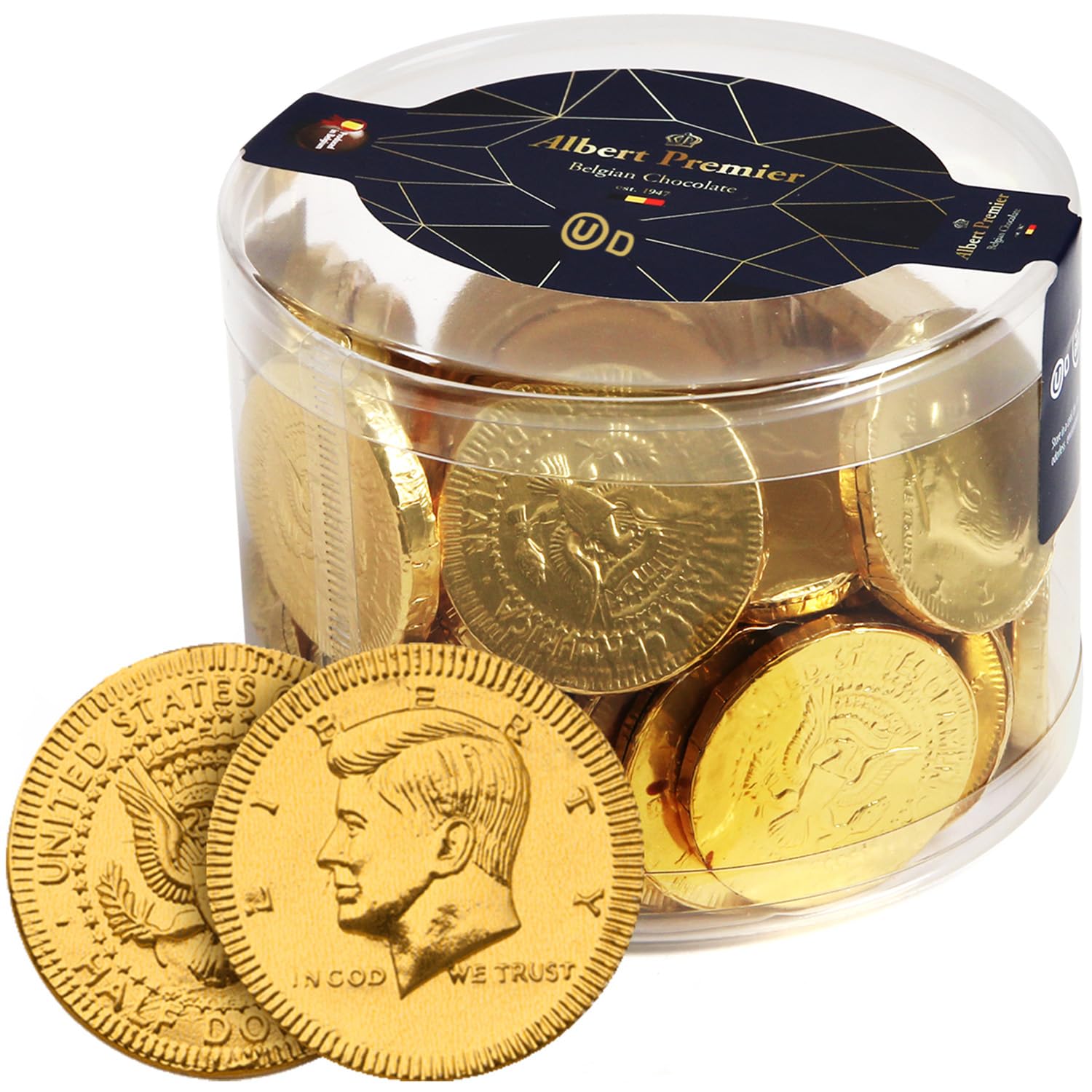 Albert Premier Belgian Chocolate Coins - 48 Individually Wrapped Kosher Milk Chocolate Gold Coins for St. Patrick's Day, Birthday Party Favors, Gifts & Treats | Perfect for Holiday Celebrations, Good Luck Charms & Dessert Tables