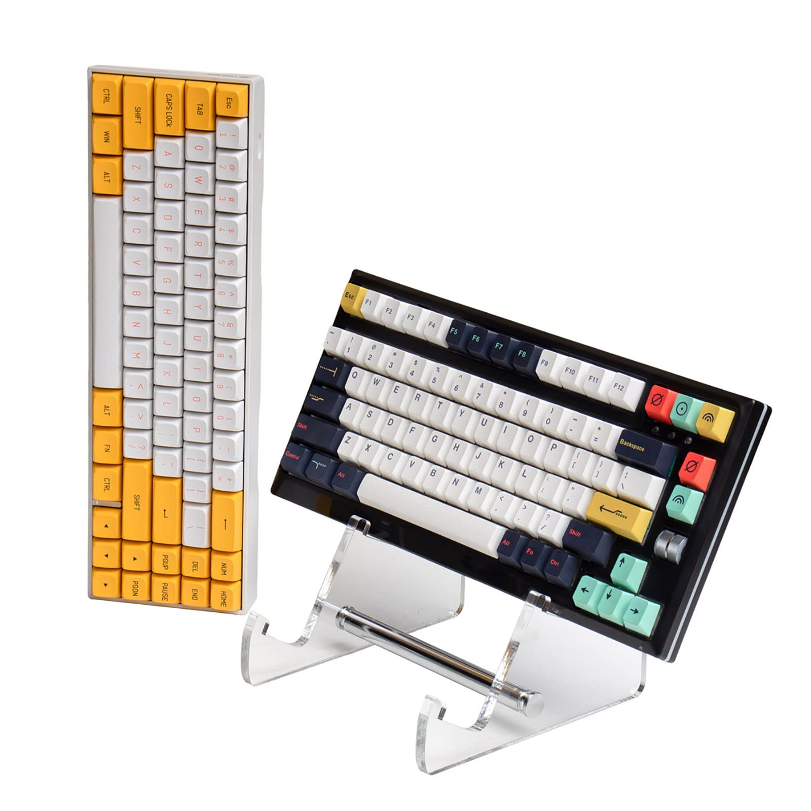 2-Tier Clear Acrylic Keyboard Display Stand - Dual Layer Mechanical Keyboard Holder & Tablet Stand for Desk Organization | Perfect for Gaming Setups, Office Workspaces, and Displaying Picture Frames