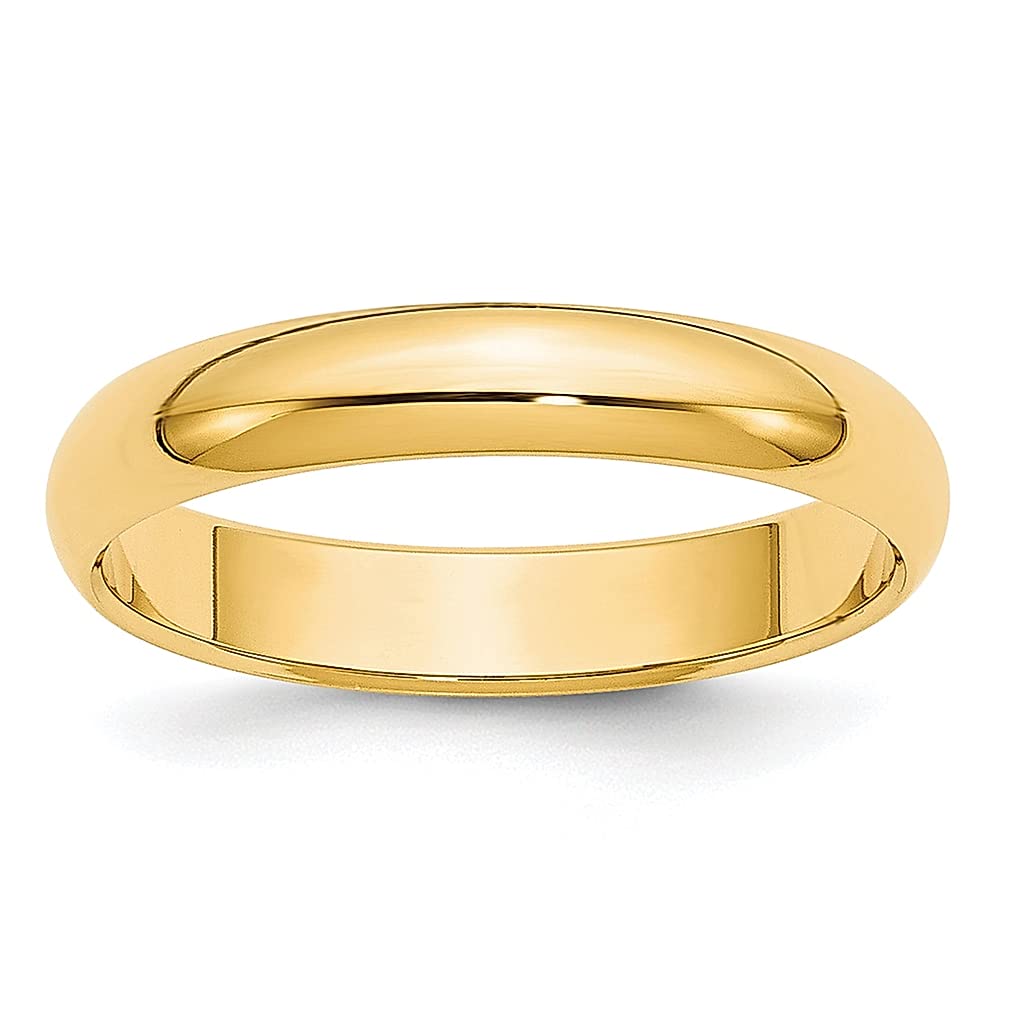 10K Yellow Gold 4mm Half Round Wedding Band Ring - Size 10.5 - Classic Women's Fine Jewelry - Perfect Anniversary, Engagement & Bridal Gift - Ideal for Weddings, Proposals & Special Occasions