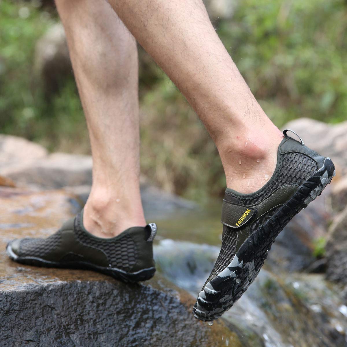 CHICLOVEY Men's Quick Dry Water Shoes - Breathable Mesh Slip On Aqua Sneakers for Swimming, Beach, Pool & Water Sports | Lightweight Athletic Shoes for Men